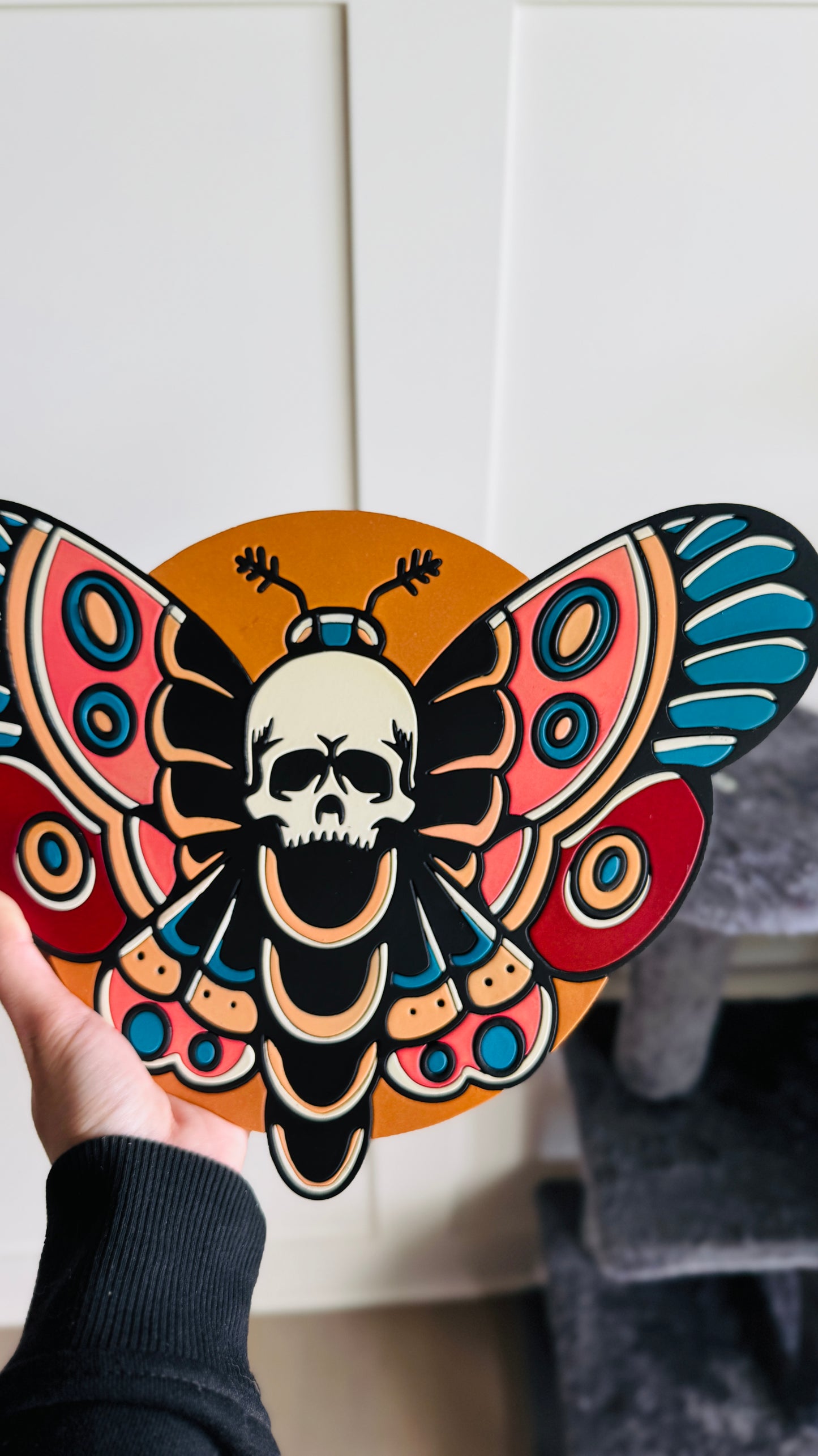 Death Moth Tattoo Style Decor (made to order)