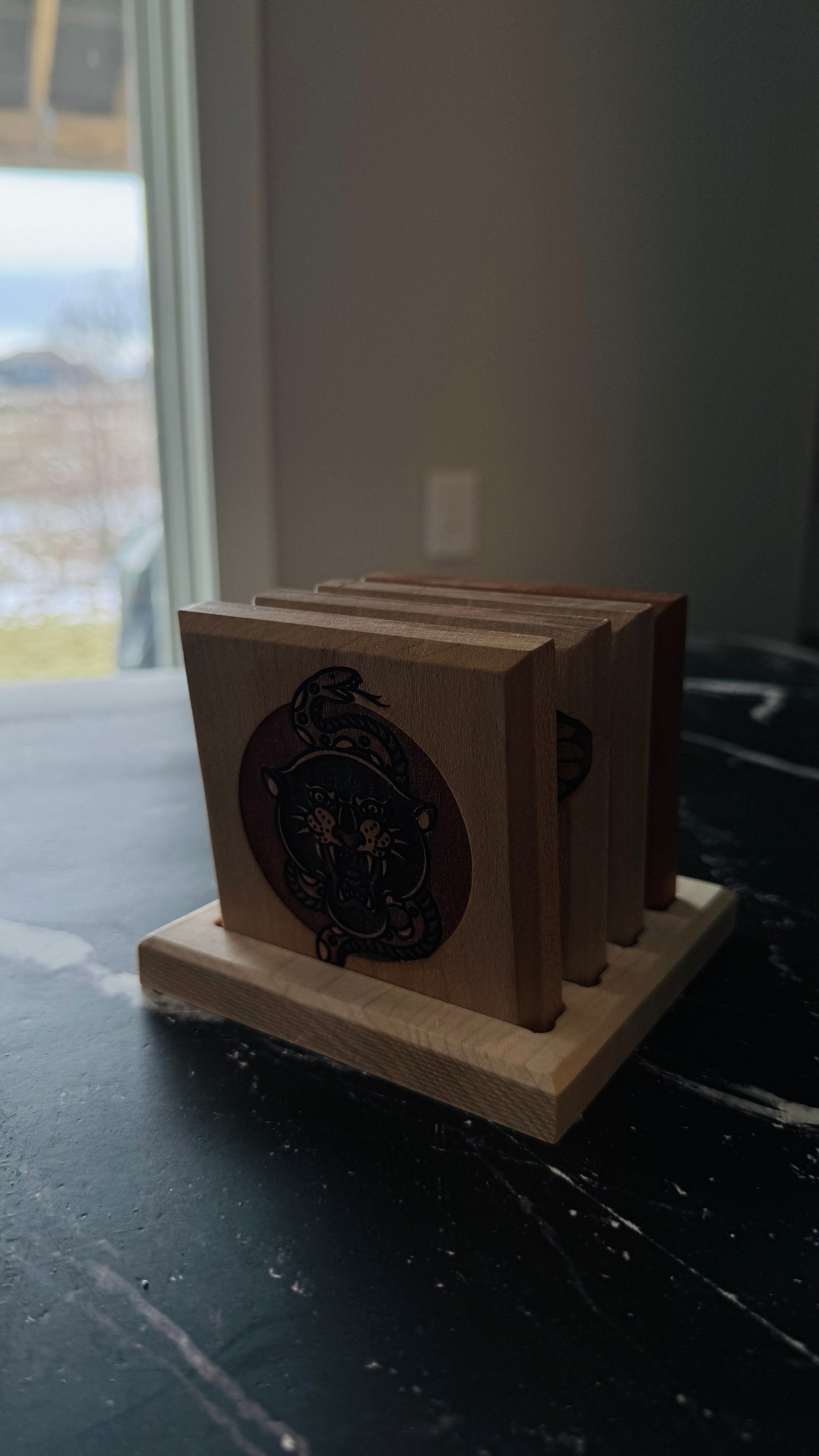 Tattoo Coasters Set of 4 with Base