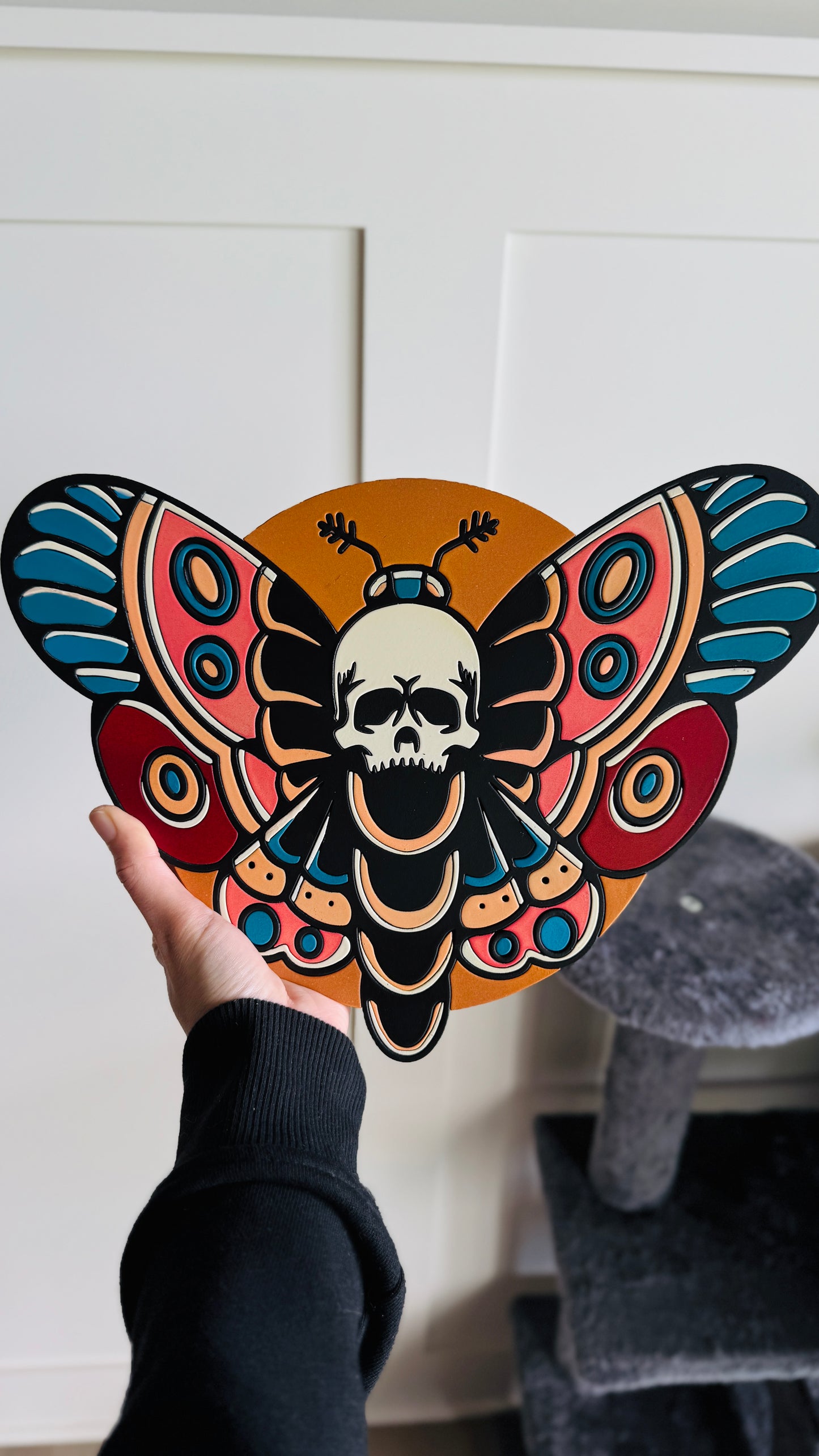 Death Moth Tattoo Style Decor (made to order)