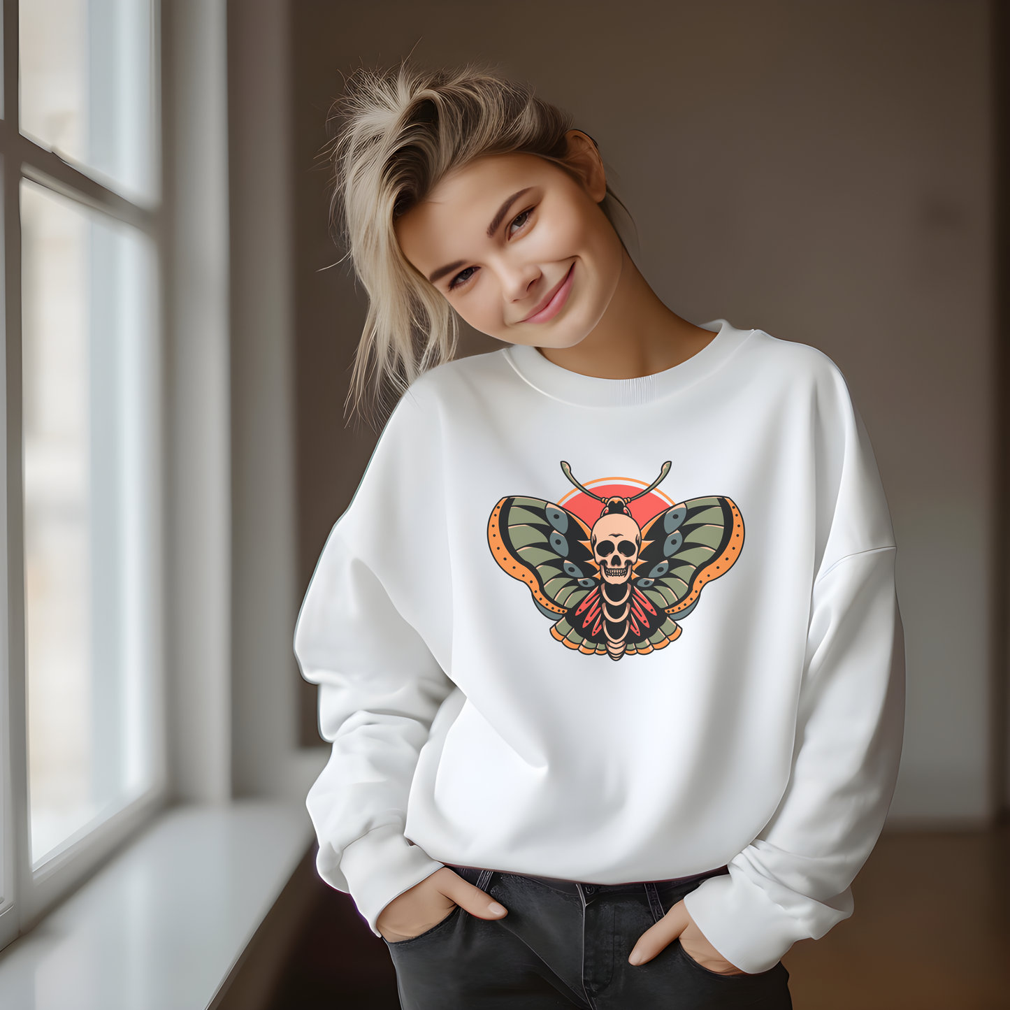 Death Moth Luna Moth Flash Tattoo Sweater Tee