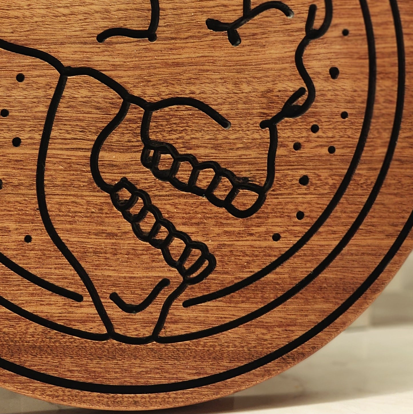 Skull with Mountains Nature Hardwood Round