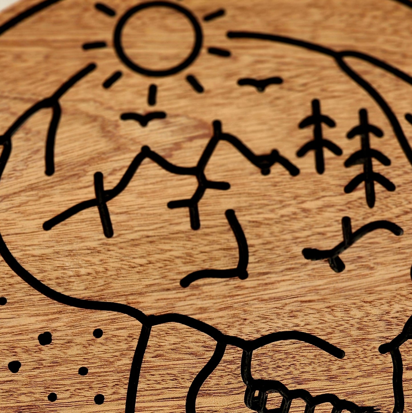 Skull with Mountains Nature Hardwood Round