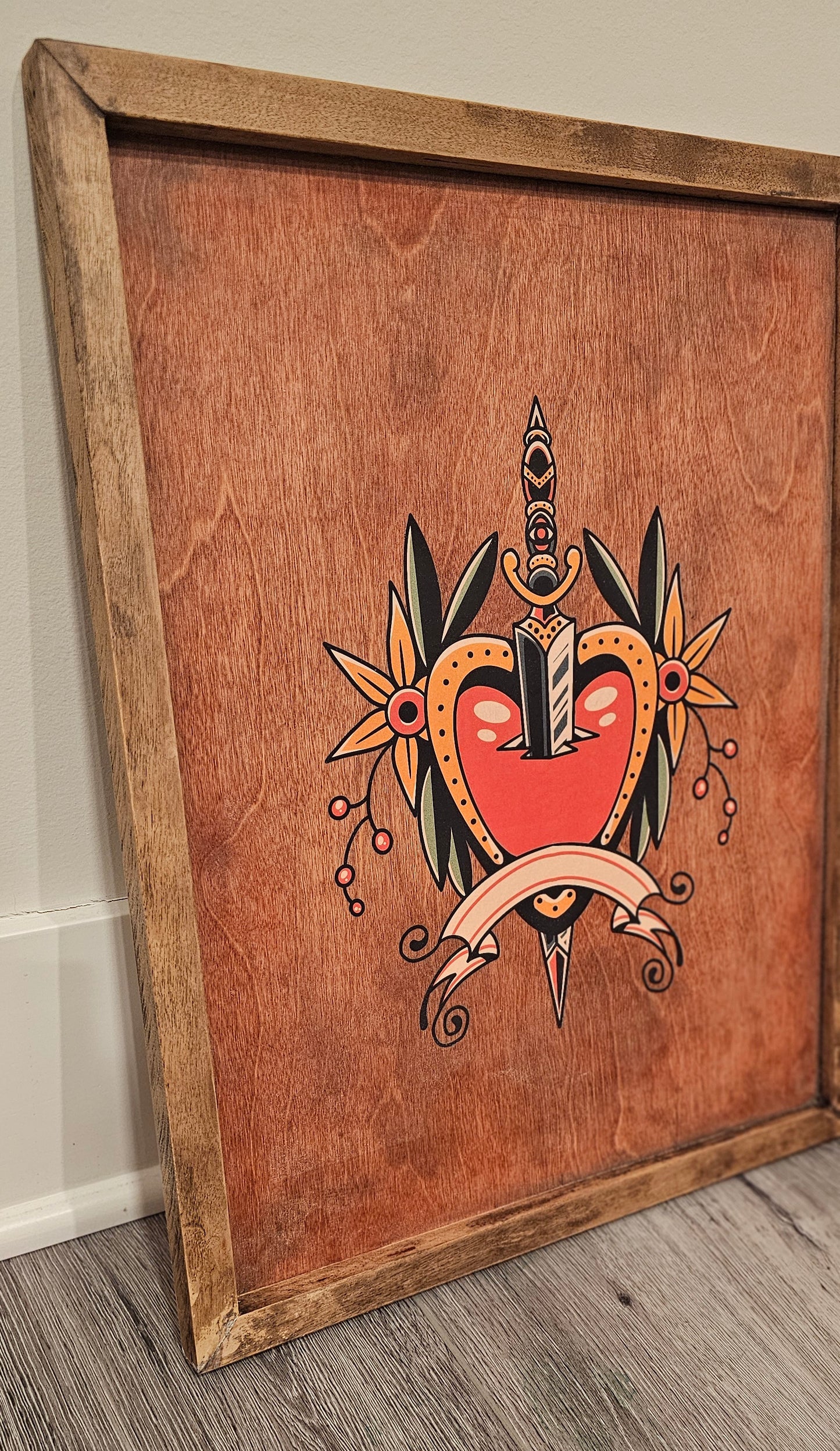Tattoo Heart Wooden Wall Sign