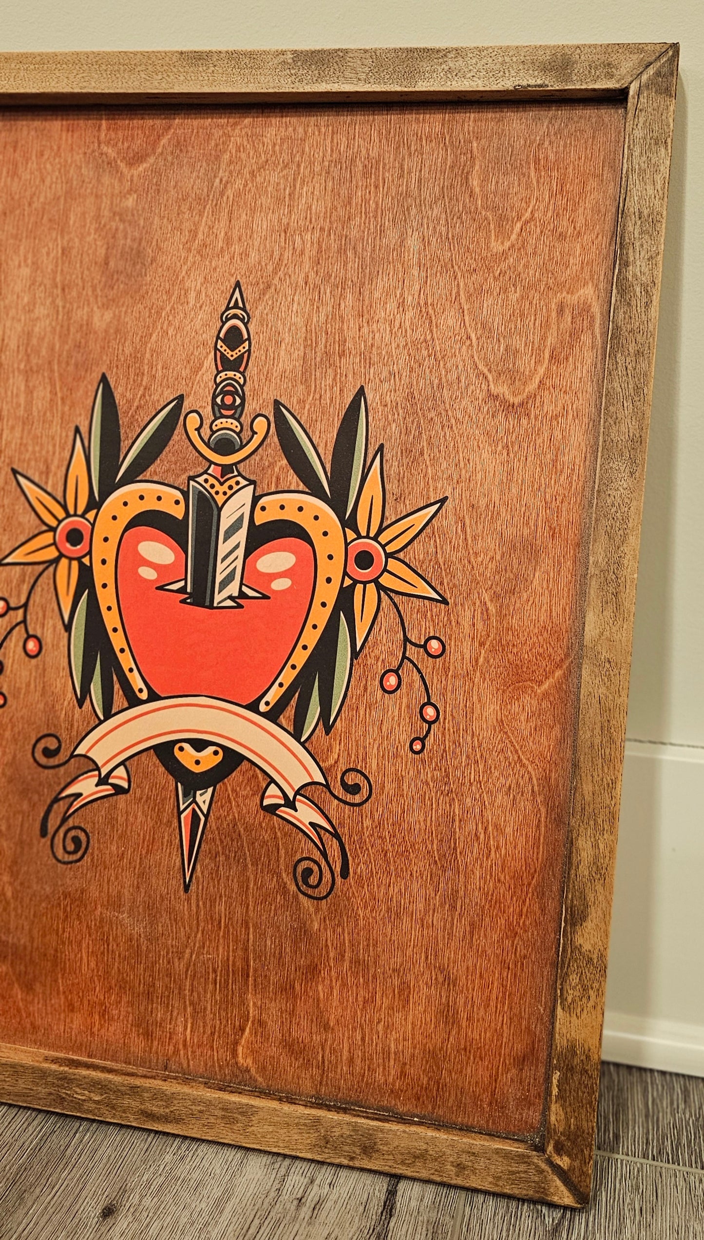 Tattoo Heart Wooden Wall Sign