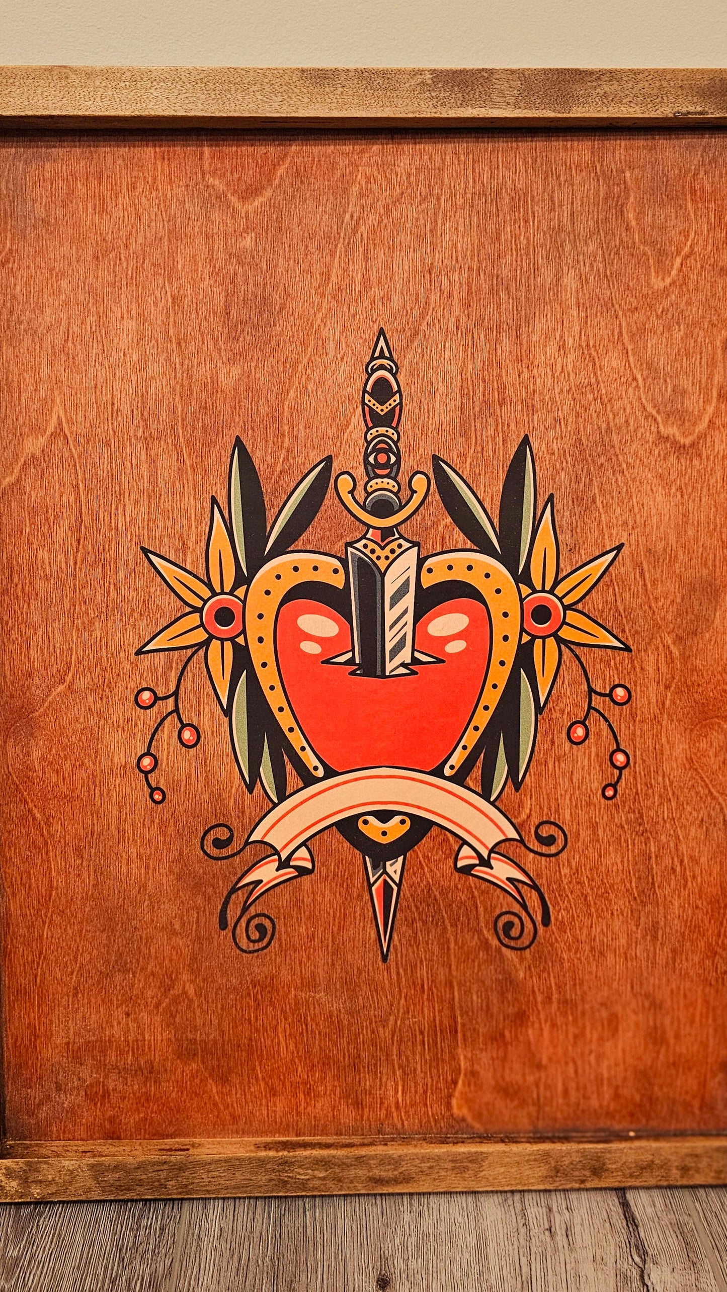 Tattoo Heart Wooden Wall Sign
