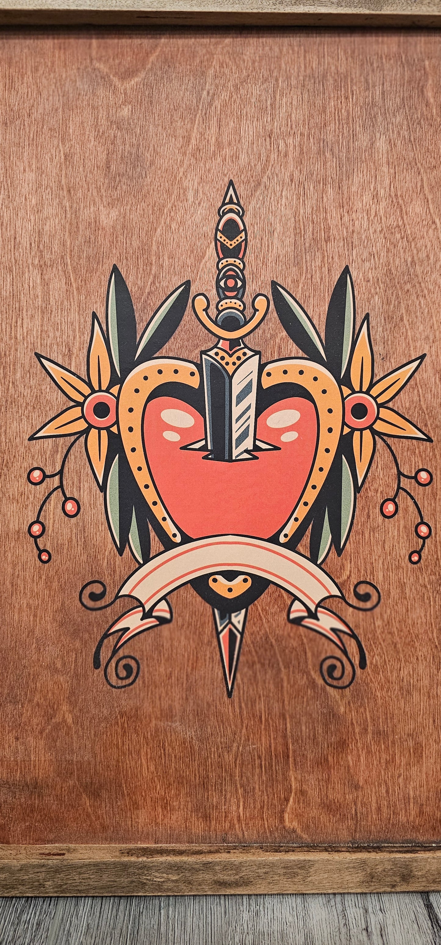 Tattoo Heart Wooden Wall Sign
