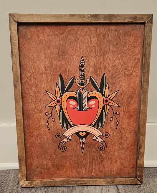 Tattoo Heart Wooden Wall Sign