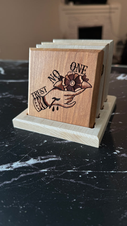 Tattoo Coasters Set of 4 with Base