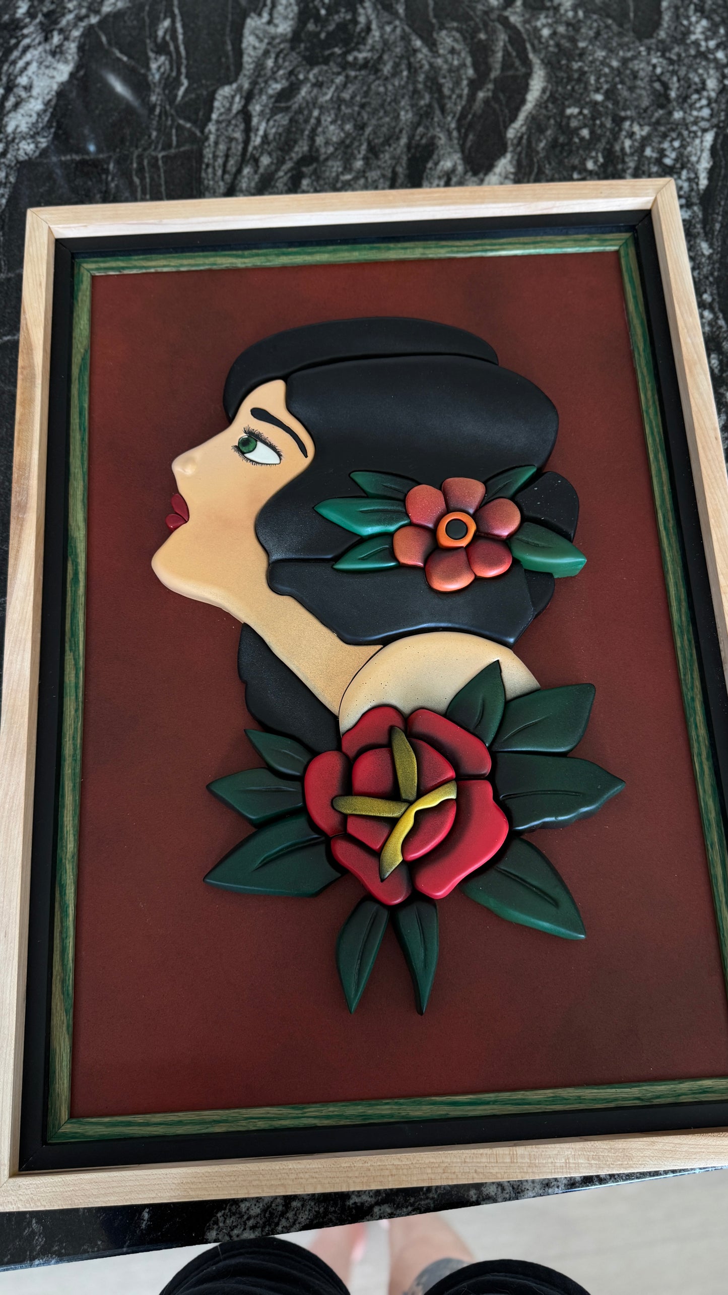 Flower Pinup Style Trad Tattoo Wooden Decor/Wall Hanging