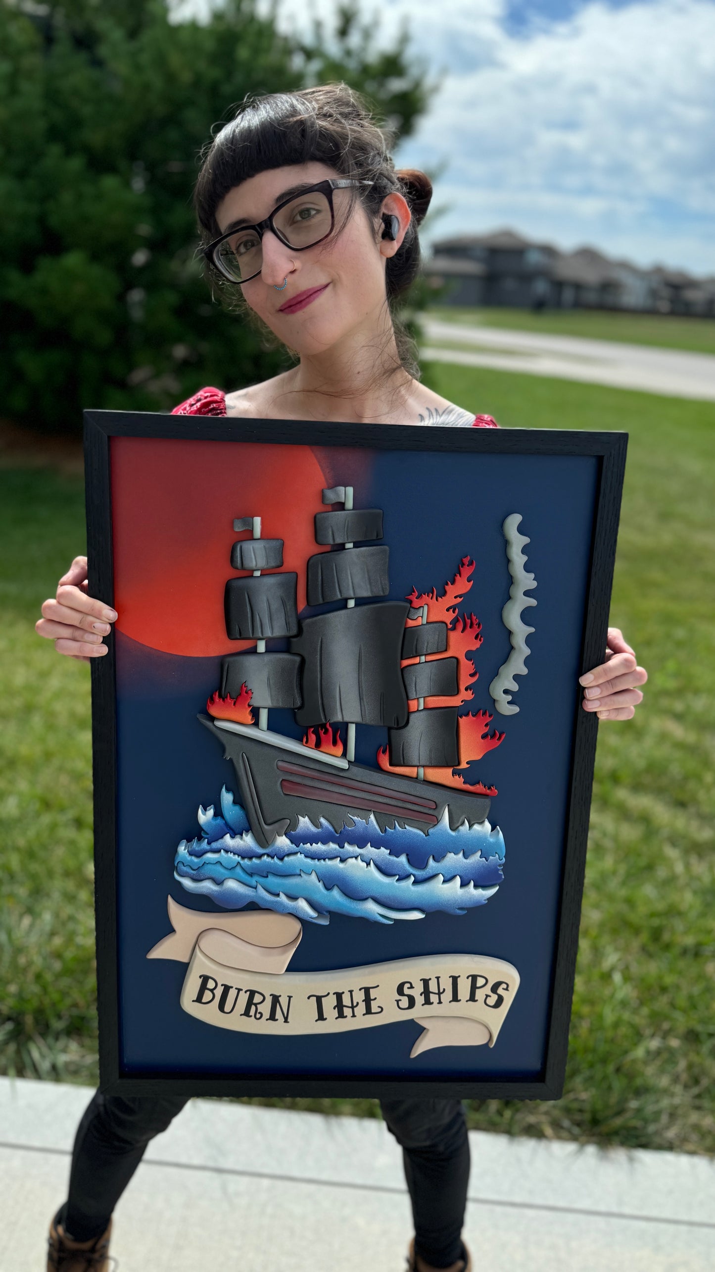 SOLD Burn the Ships Tattoo Style Home Decor