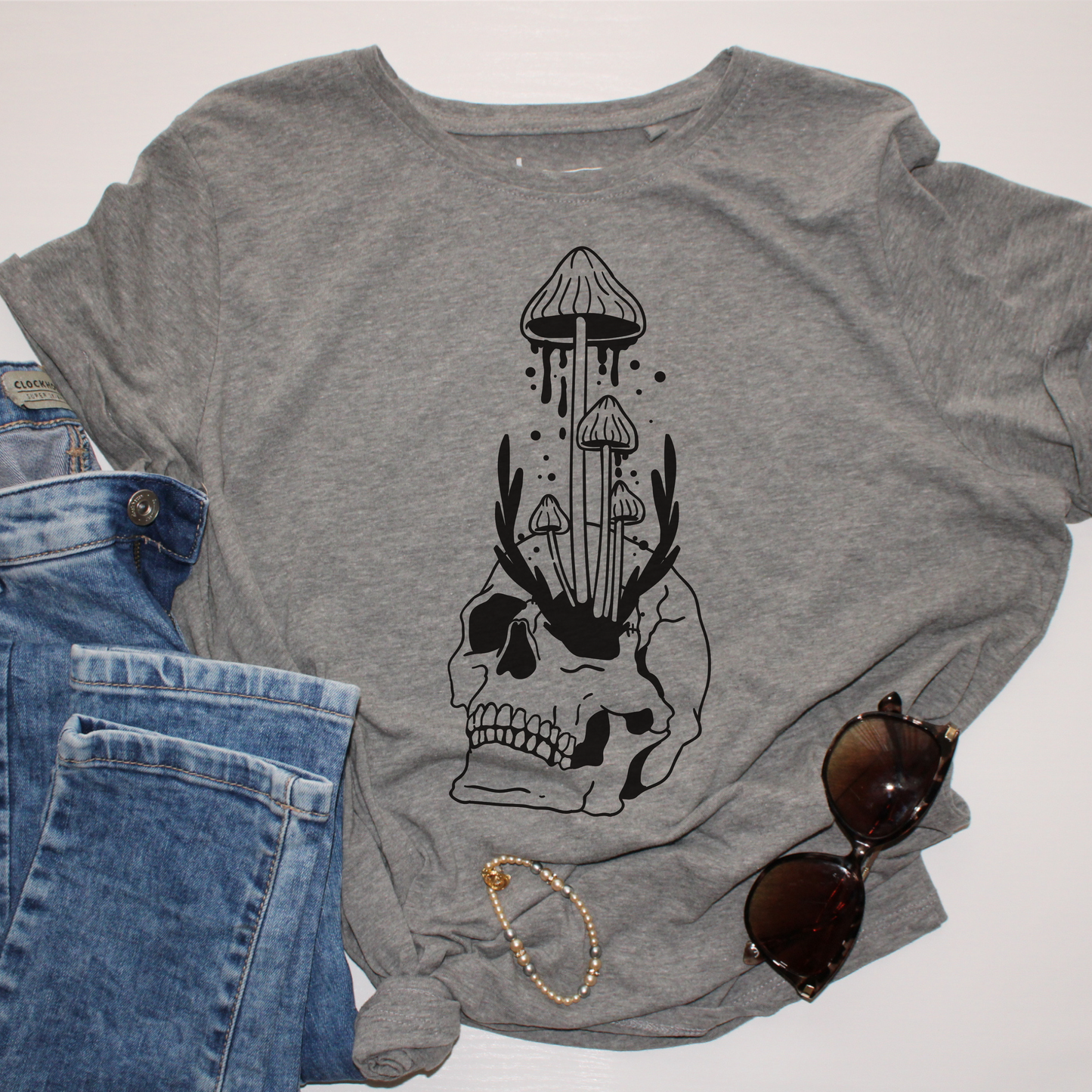 Embrace the Weird Skull Gothic Mushroom Tee - customizable available as crewneck or unisex tees