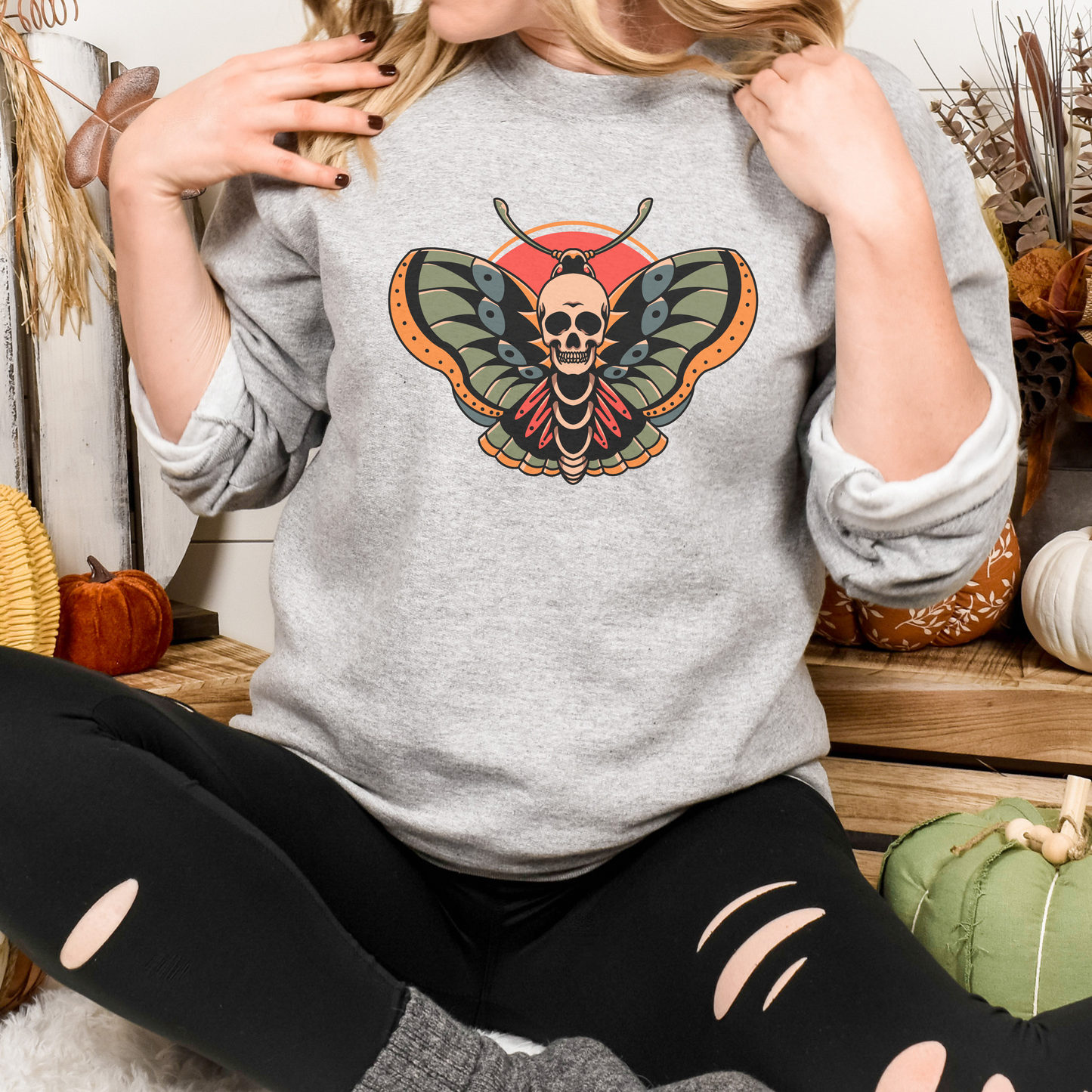 Death Moth Luna Moth Flash Tattoo Sweater Tee