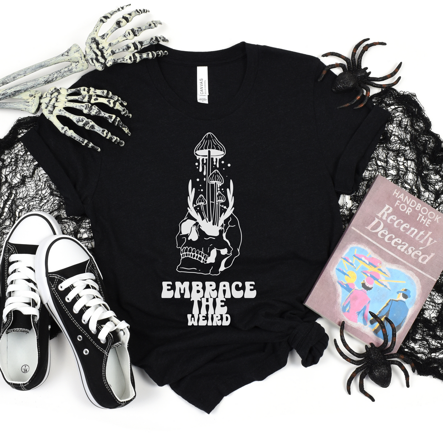 Embrace the Weird Skull Gothic Mushroom Tee - customizable available as crewneck or unisex tees