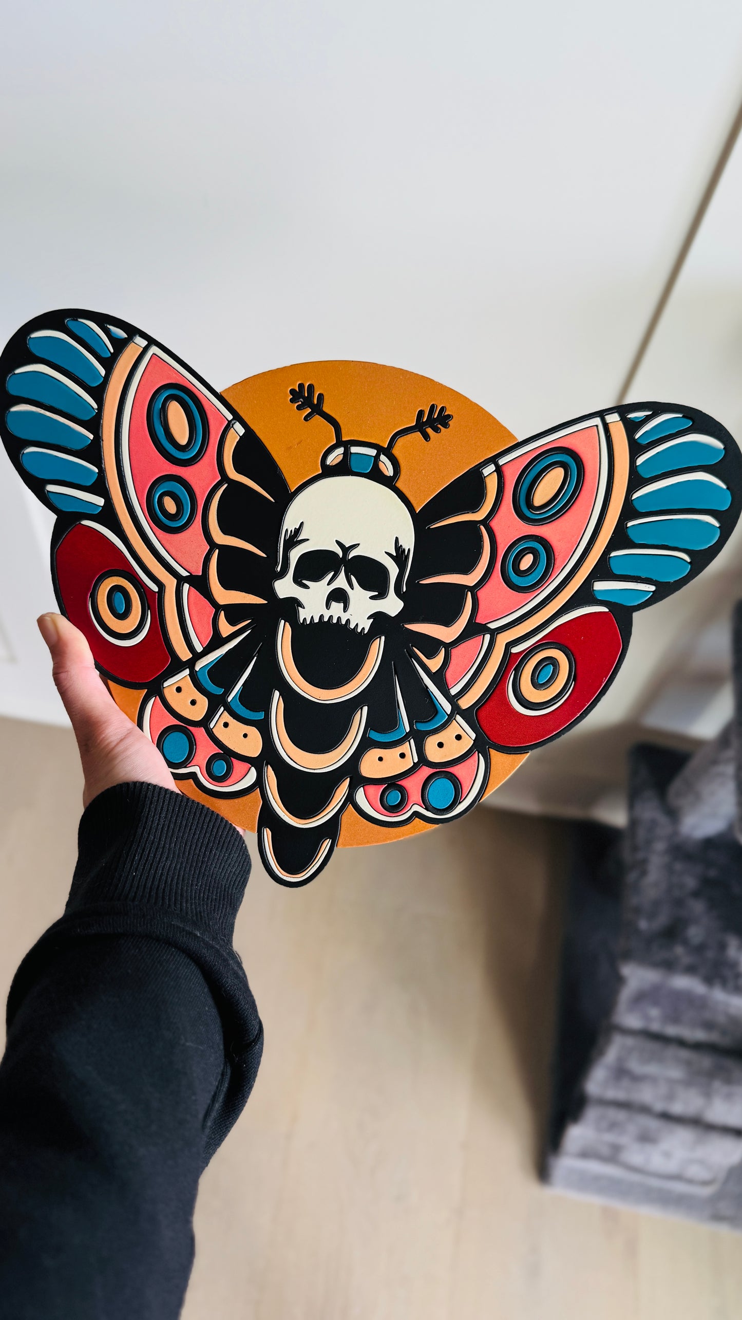 Death Moth Tattoo Style Decor (made to order)