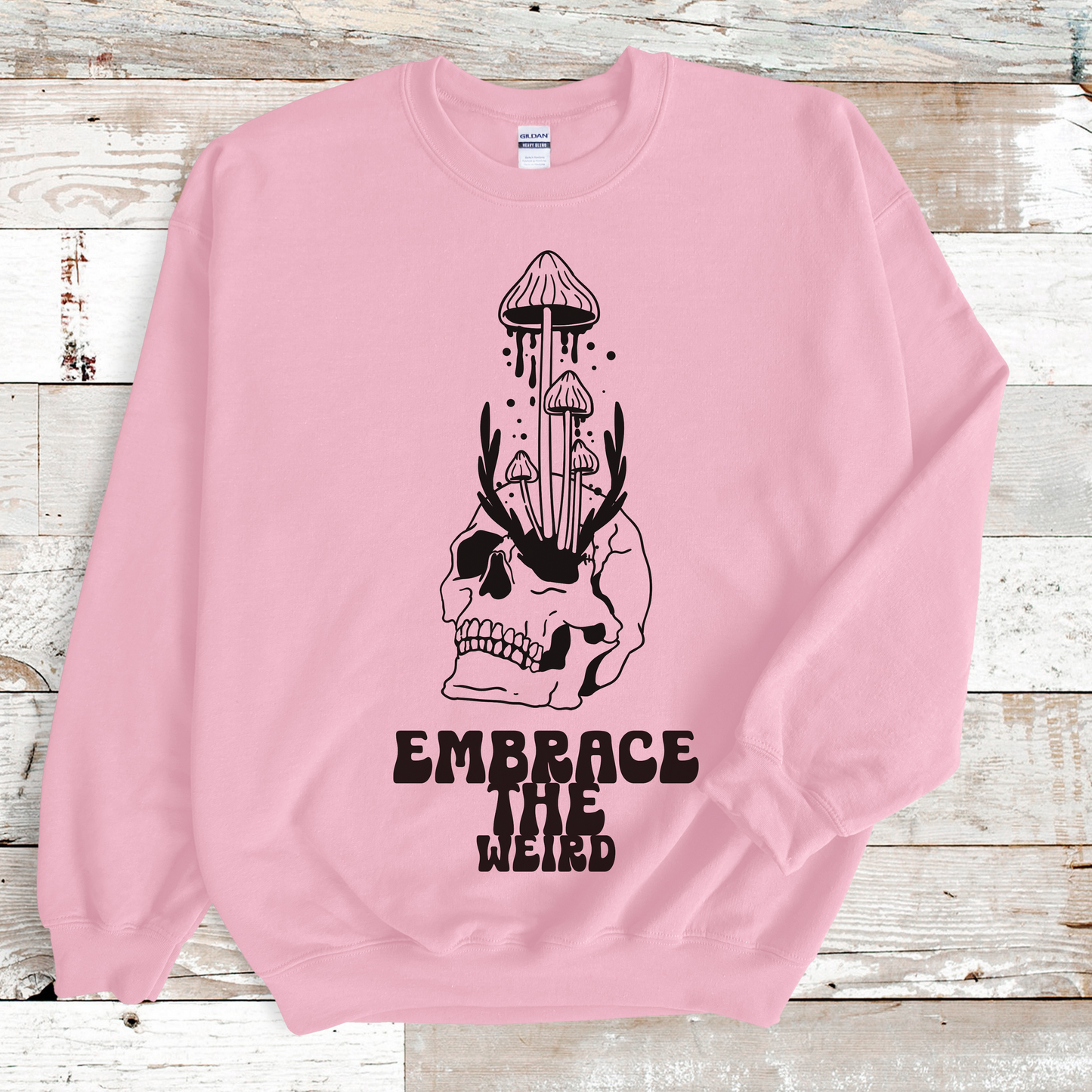 Embrace the Weird Skull Gothic Mushroom Tee - customizable available as crewneck or unisex tees