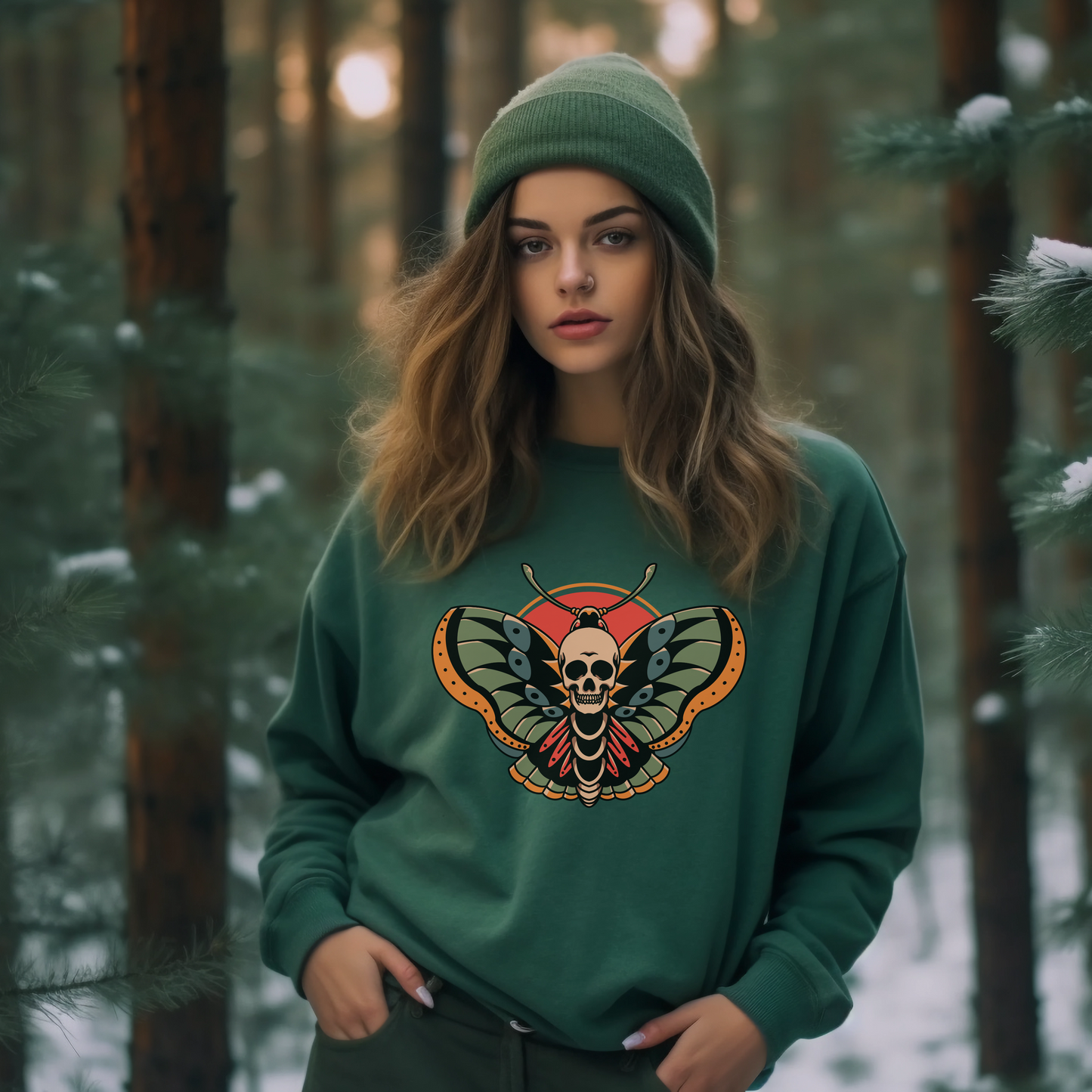 Death Moth Luna Moth Flash Tattoo Sweater Tee