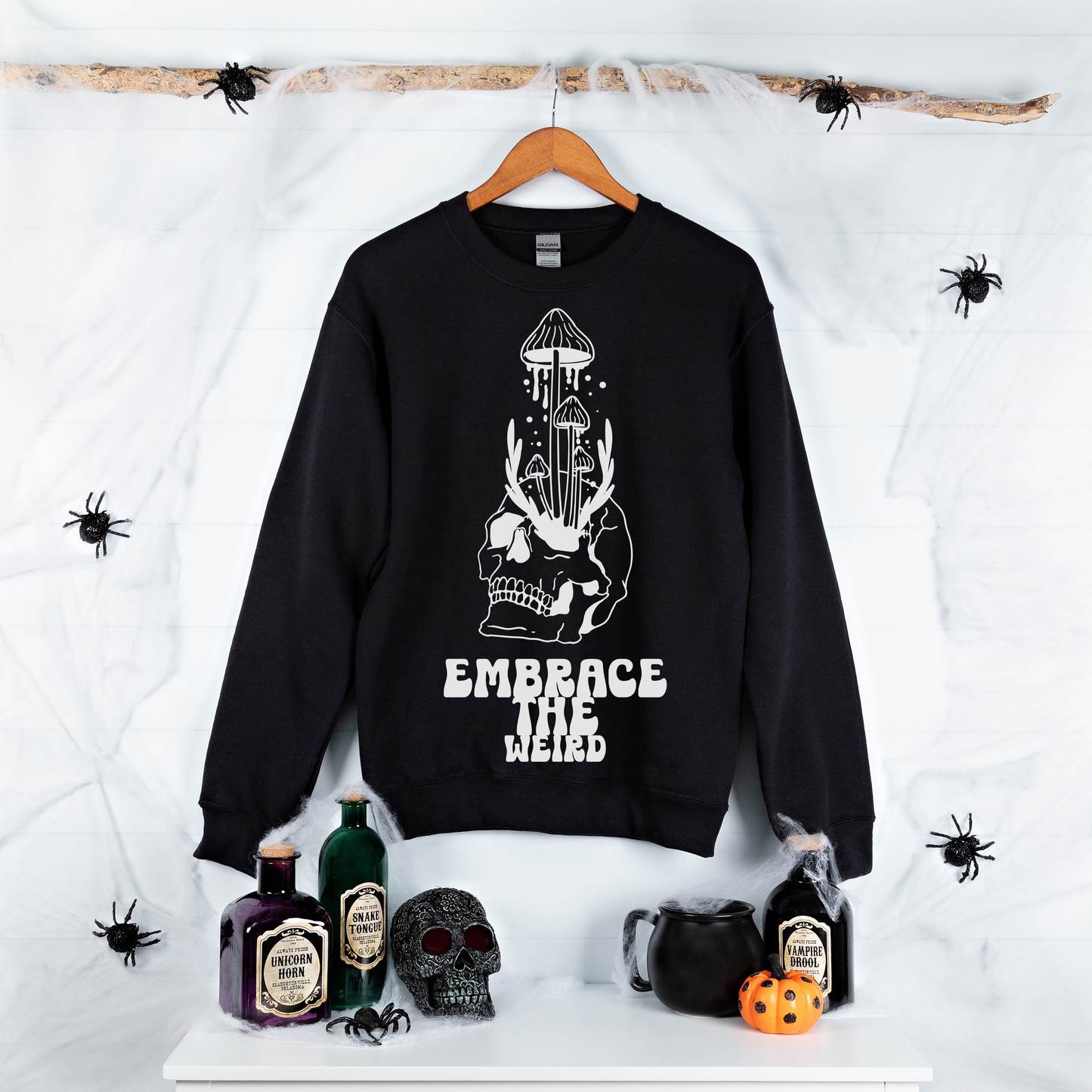 Embrace the Weird Skull Gothic Mushroom Tee - customizable available as crewneck or unisex tees