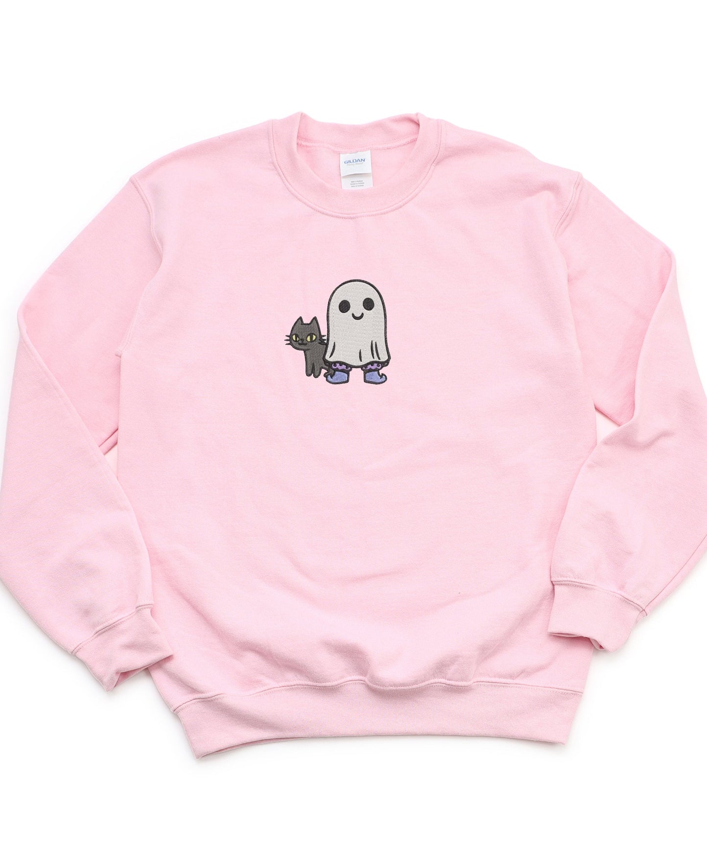 Embroidered Ghost Cat Shirt Halloween & Spooky Season