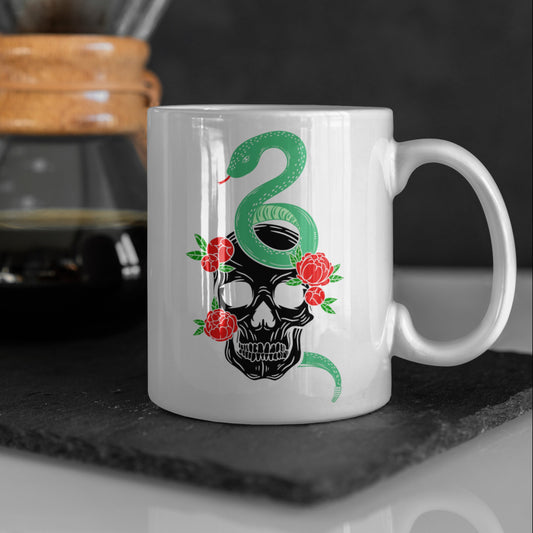 Skull Snake & Roses 15 oz Coffee Mug