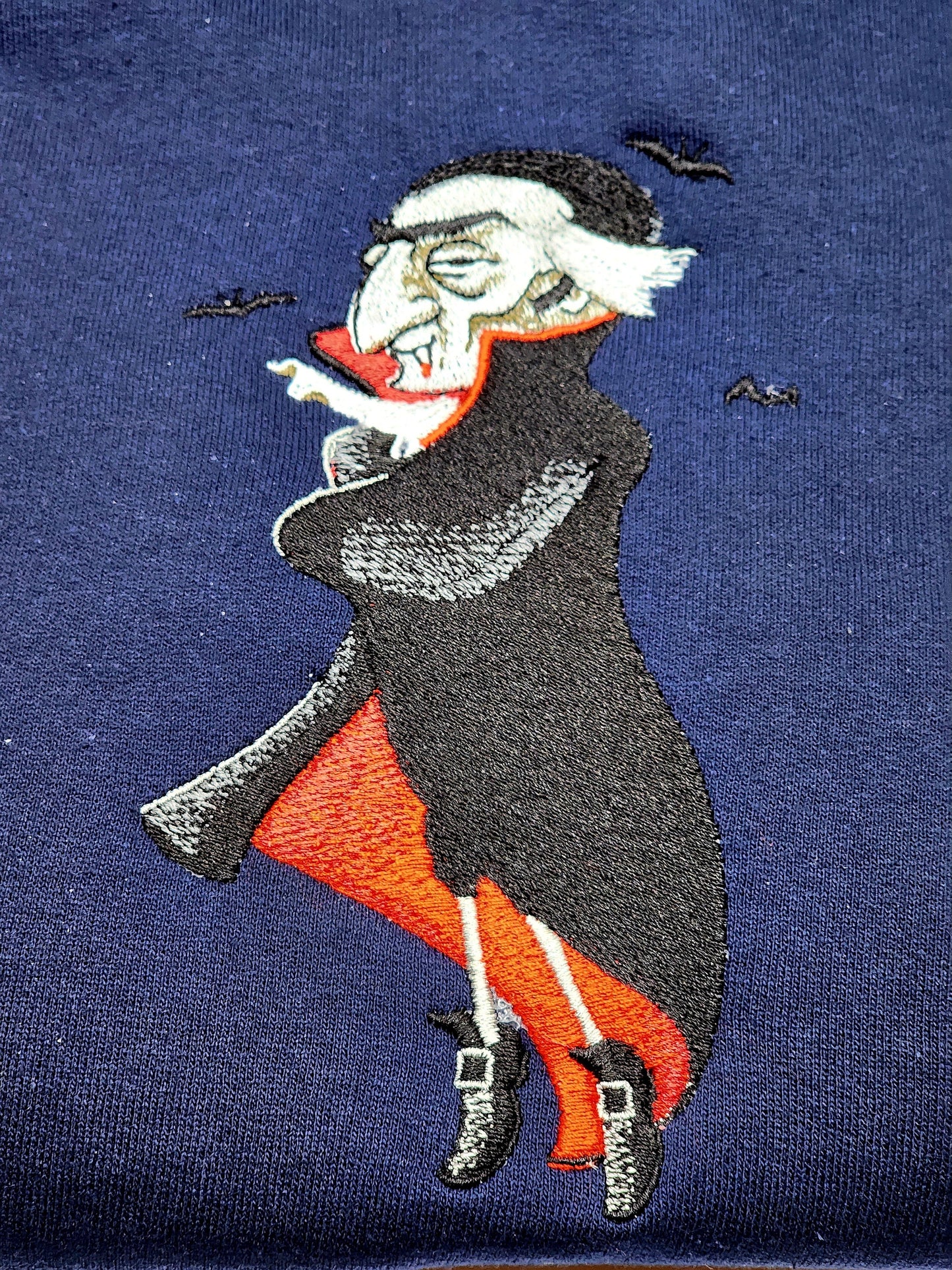 Embroidered Dracula Gothic Pinup Crewneck Sweater