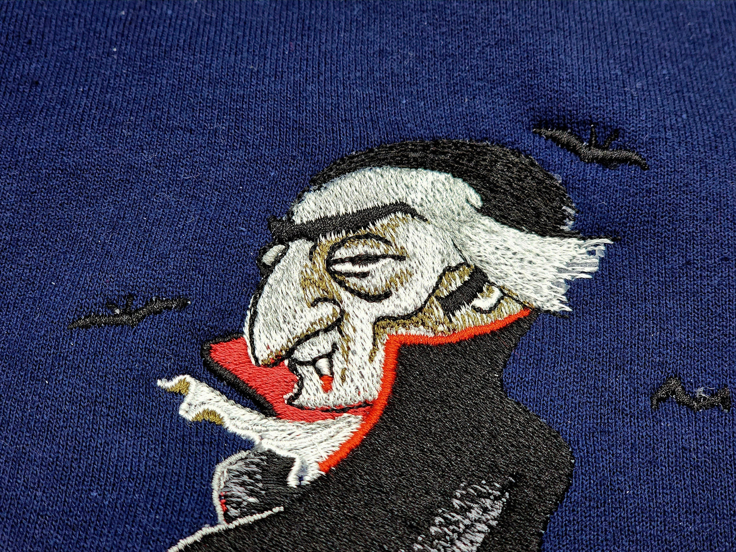 Embroidered Dracula Gothic Pinup Crewneck Sweater