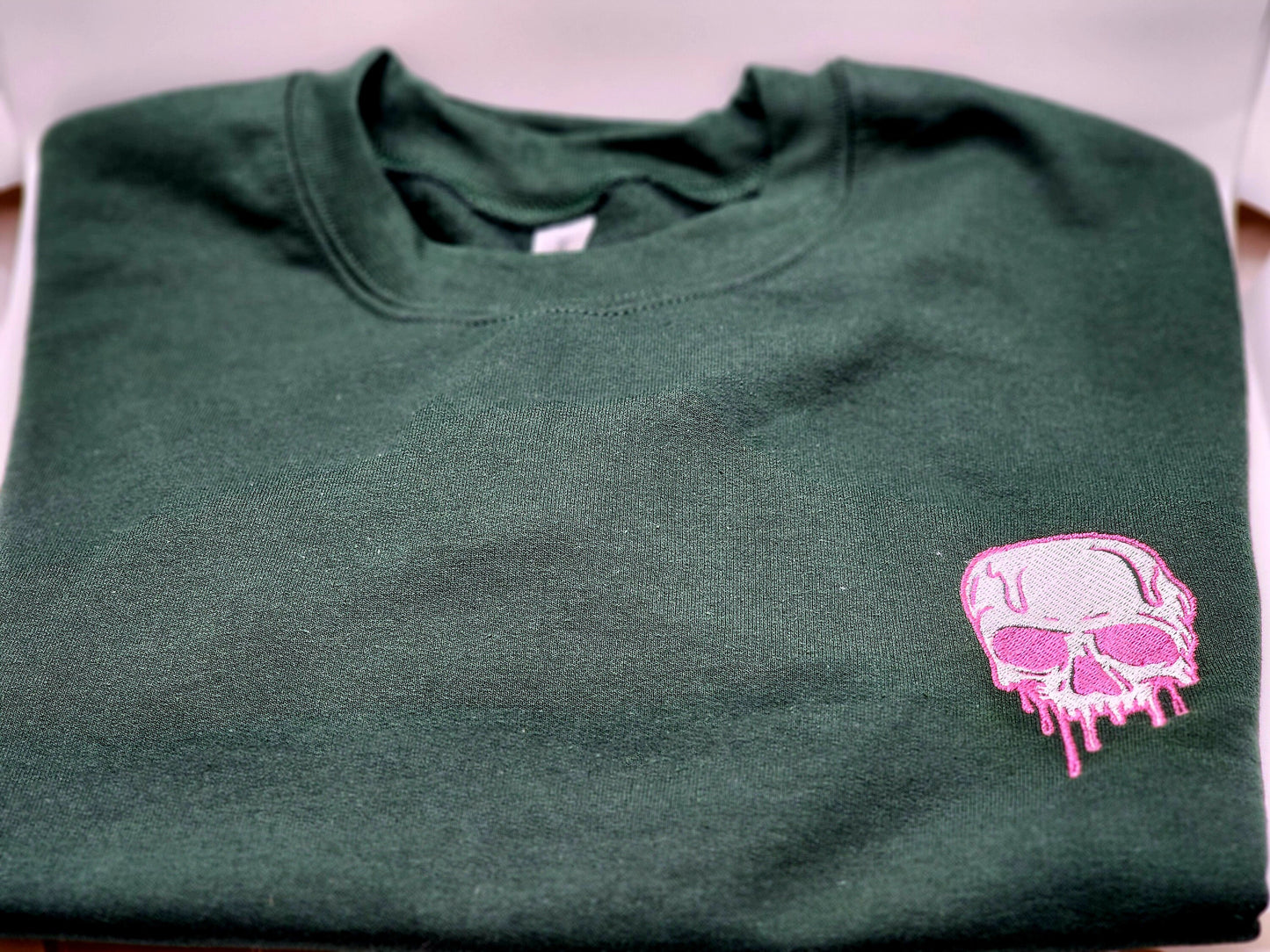 Embroidered Drippy Skulls Crewneck Sweater