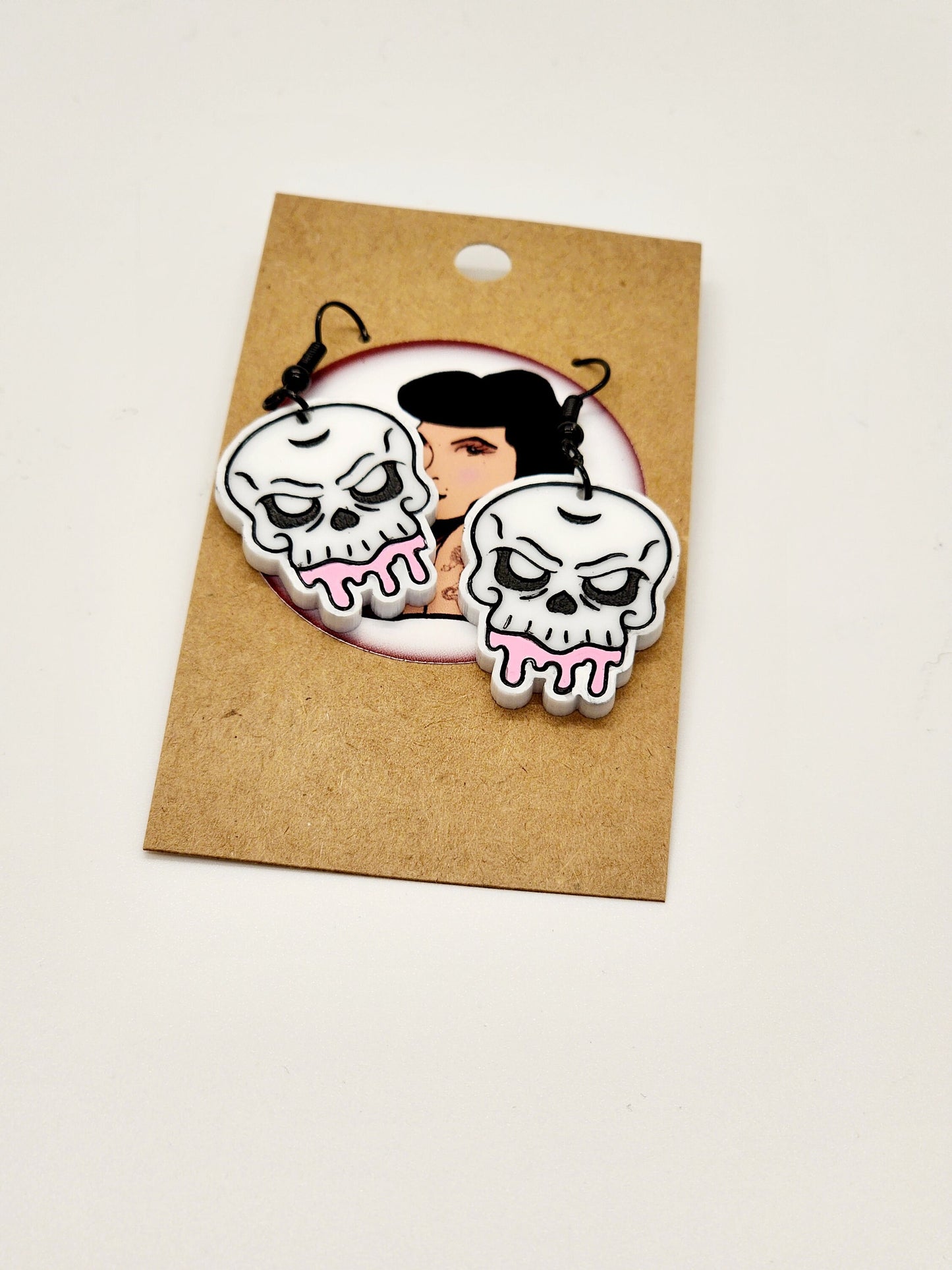 Drippy Skull Gothic Earrings Handmade Jewelry