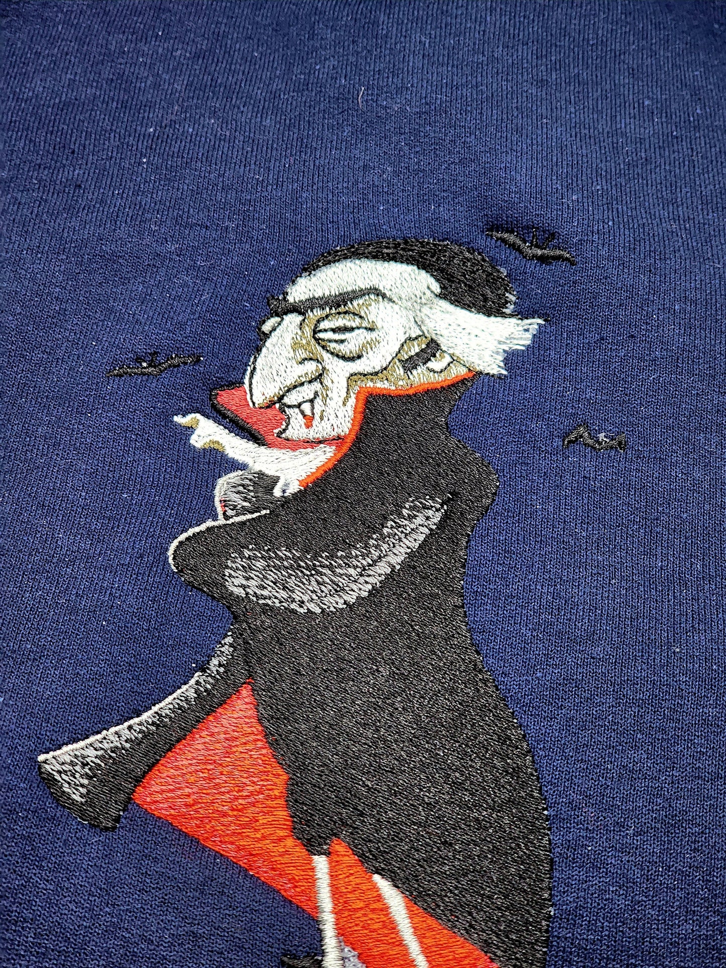 Embroidered Dracula Gothic Pinup Crewneck Sweater