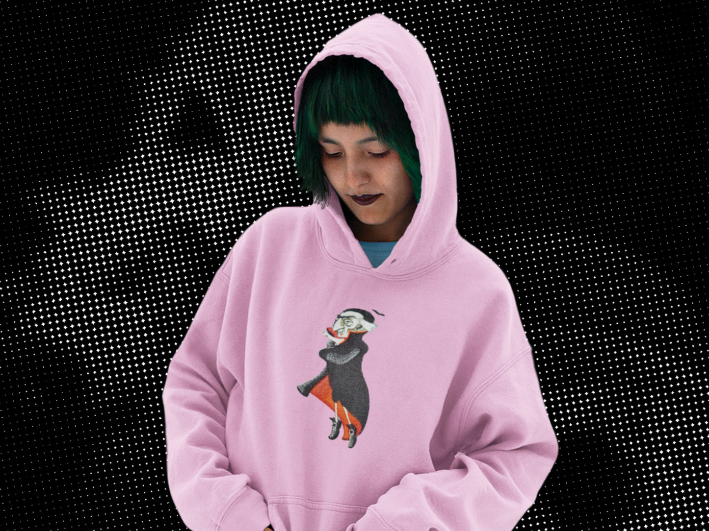 Embroidered Dracula Gothic Pinup Crewneck Sweater