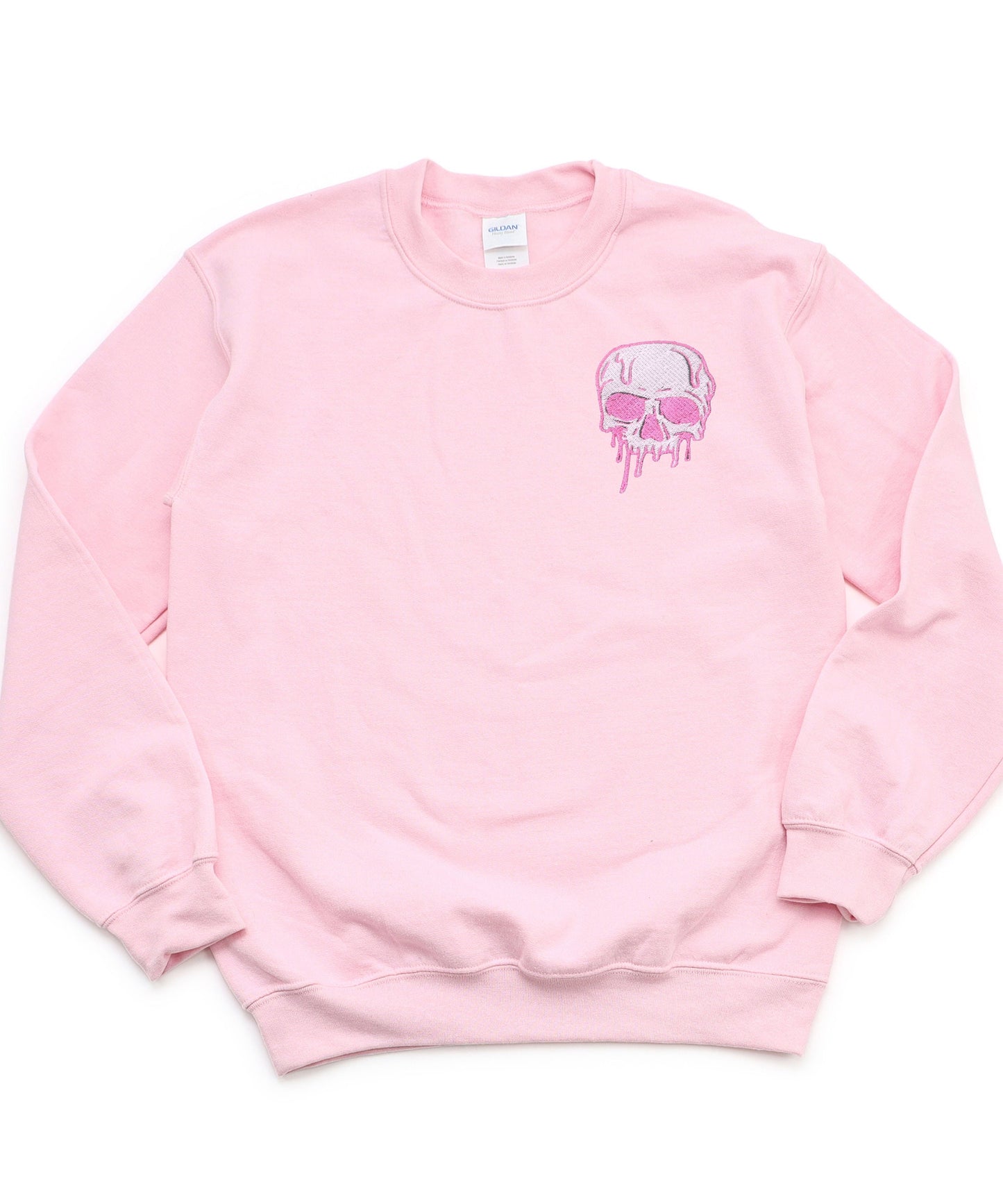 Embroidered Drippy Skulls Crewneck Sweater