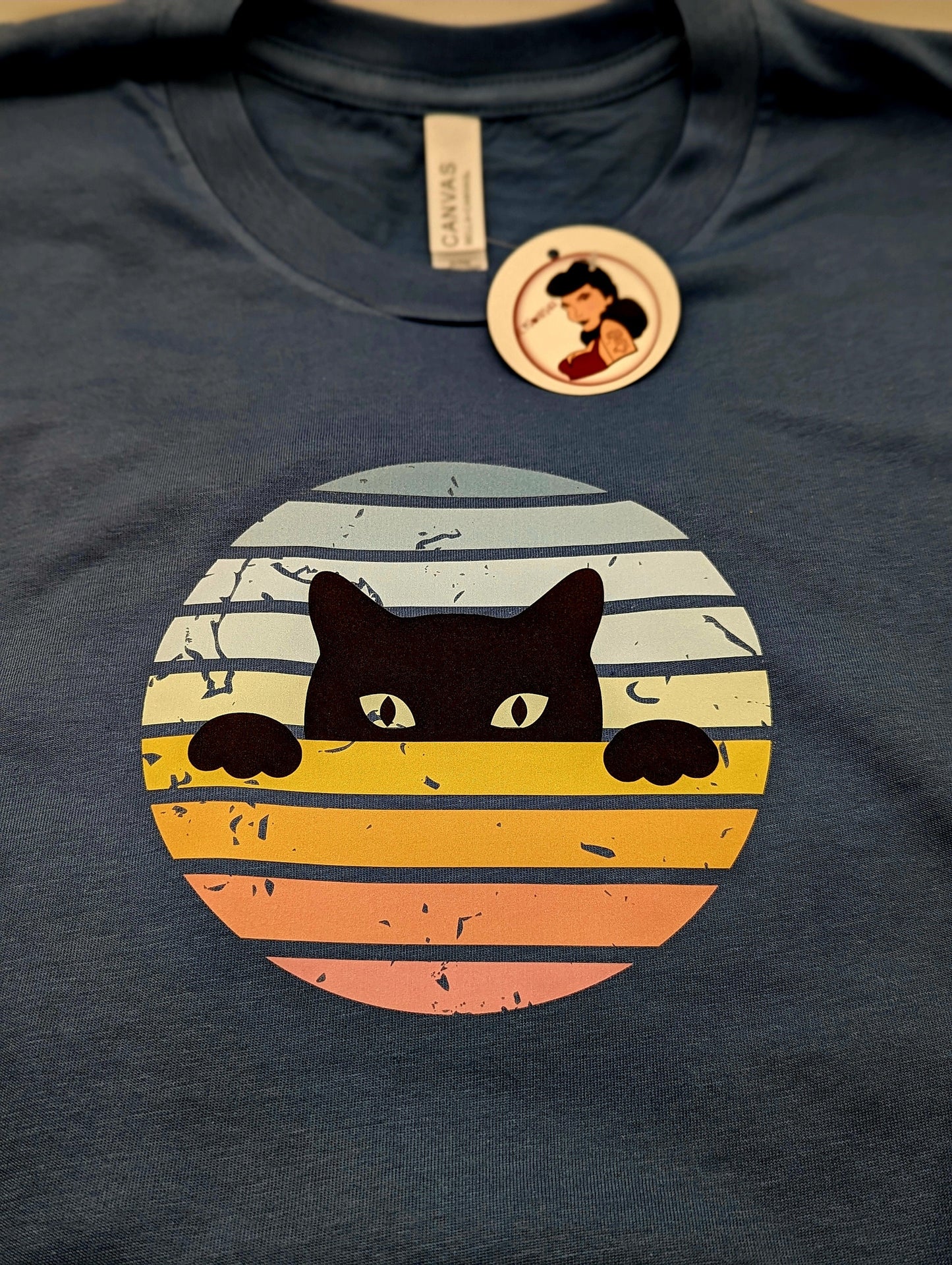 Cat Lover Retro 90s Style Sunshine Black Cat T-shirt