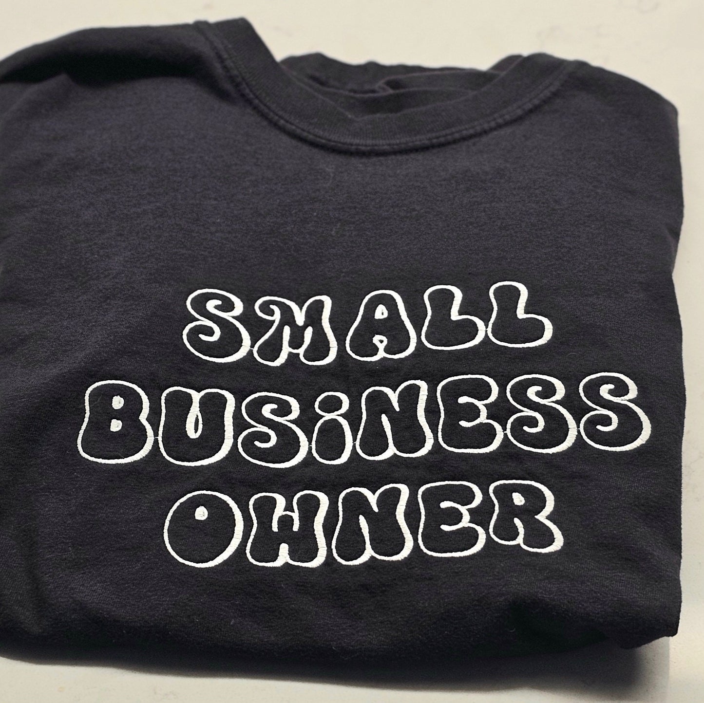 Embroidered Small Business Owner Retro Comfort Colors Tee & Crewneck