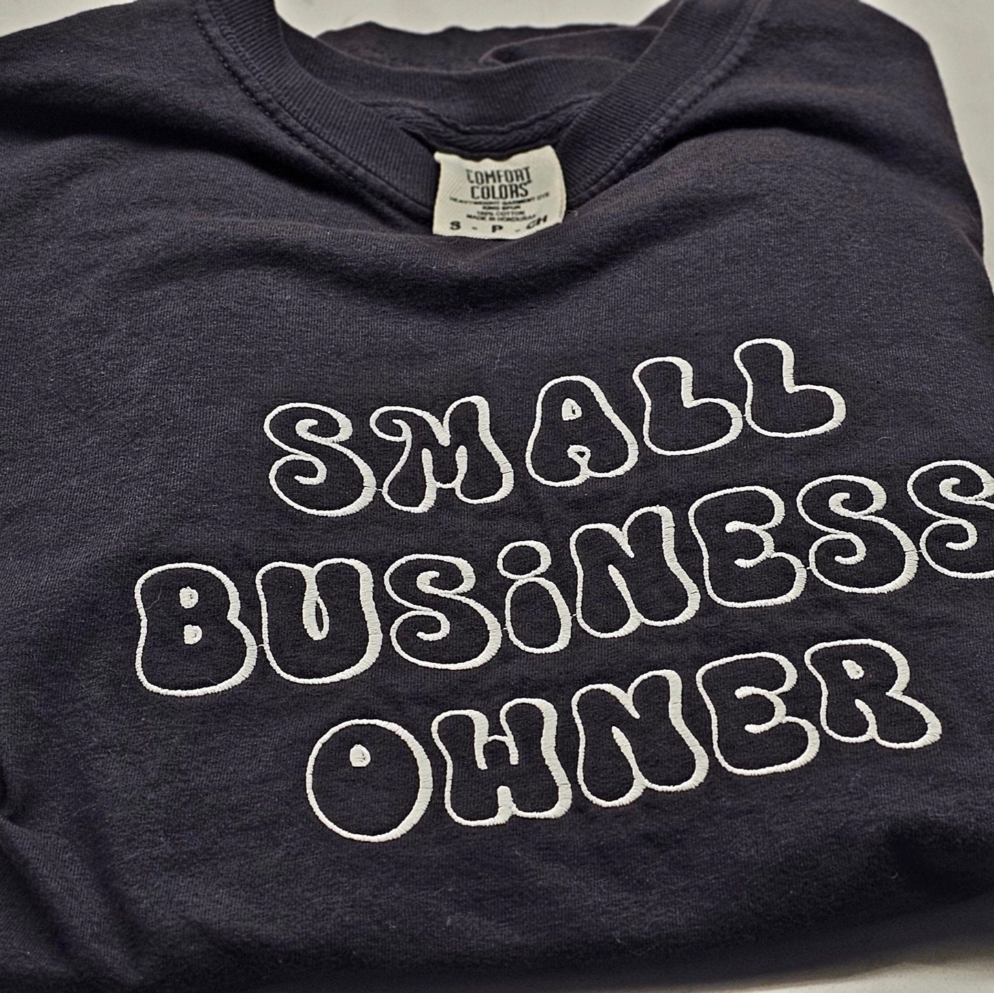 Embroidered Small Business Owner Retro Comfort Colors Tee & Crewneck