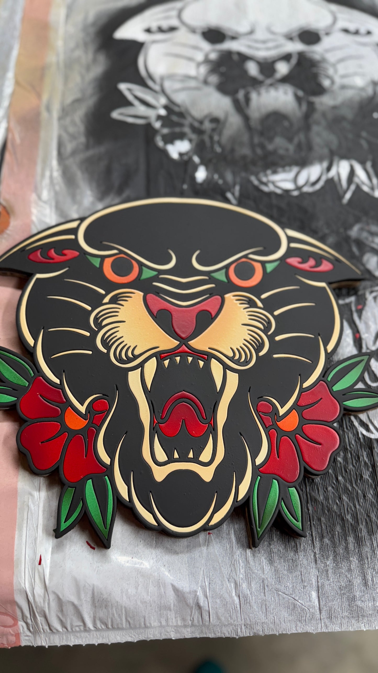 *MADE TO ORDER* Traditional Tattoo Panther Hanging Wall Art