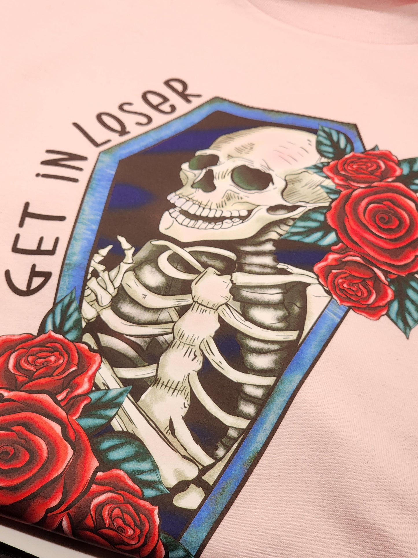 Get in Loser Gothic Coffin Skull Shirt, Alternative Retro Clothing, Pinup Rockabilly Lover Shirt, Psychedelic Bloom Shirt, Colorful Clothing