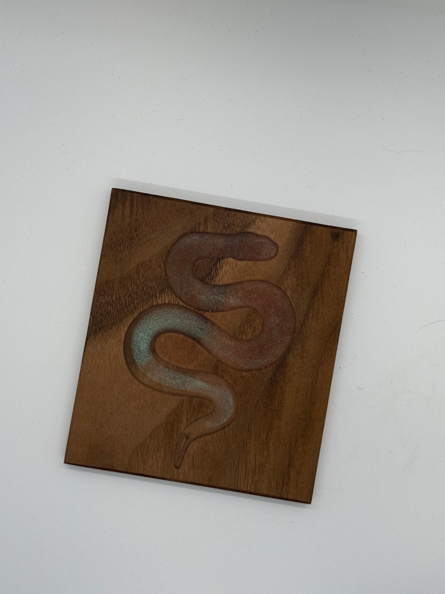 Snake Epoxy Resin Walnut Coaster