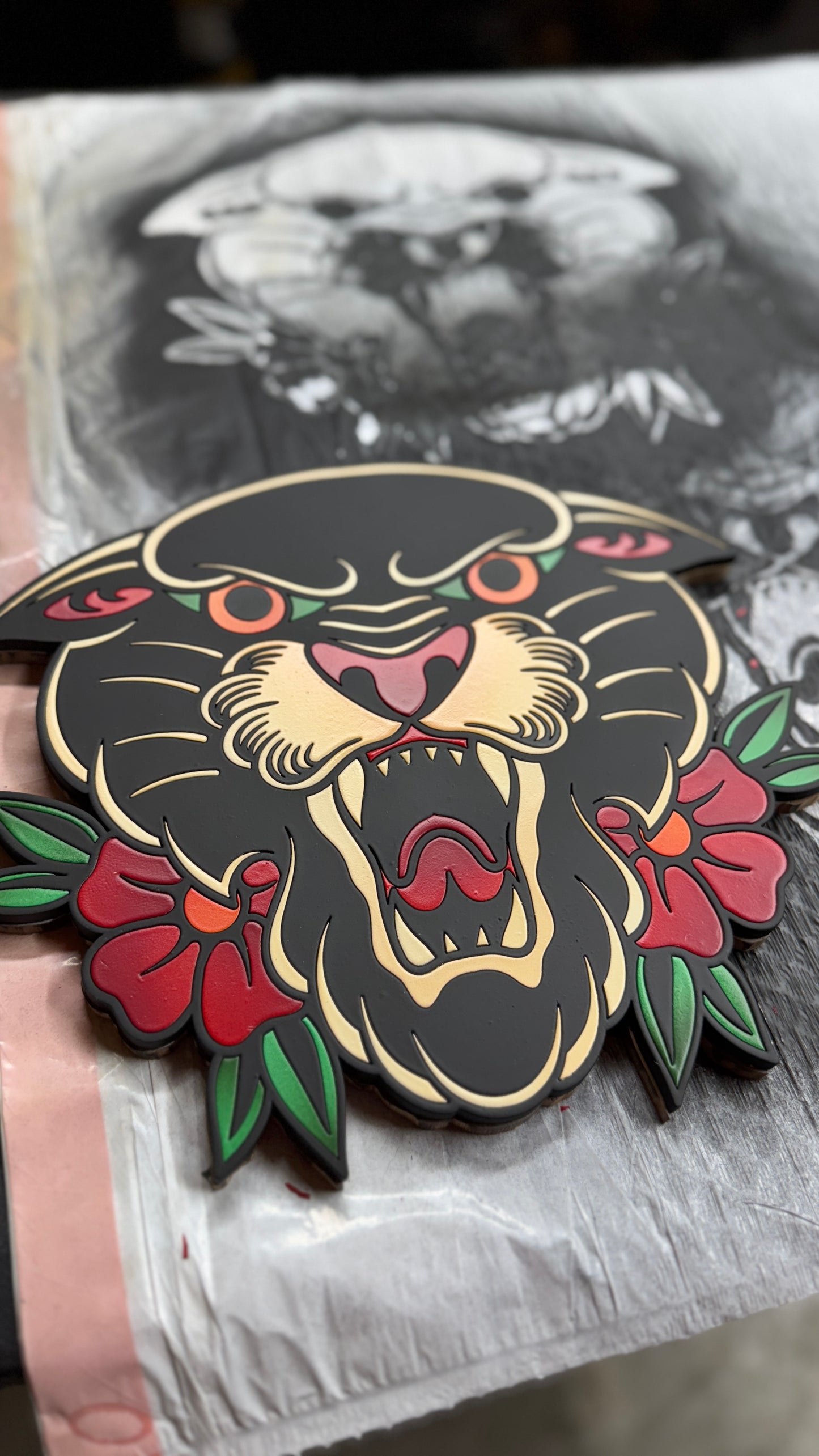 *MADE TO ORDER* Traditional Tattoo Panther Hanging Wall Art