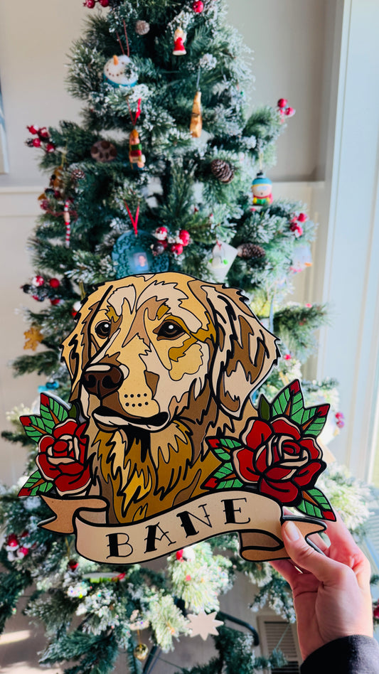 Custom Trad Tattoo Style Pet Portrait