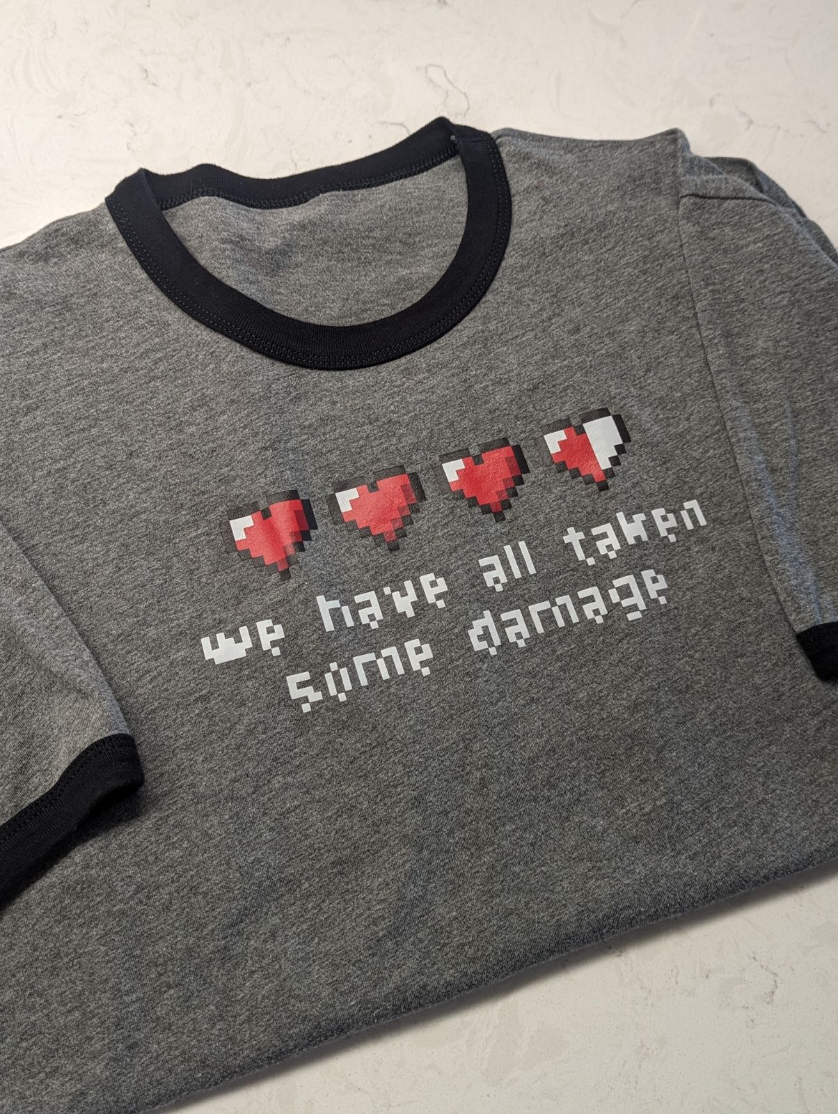 8-bit Pixel Heart Mental Health Gamer We've All Taken Some Damage T-Shirt Hoodie Sweatshirt, Video Gamer Gift Mental Health Stigma Awareness