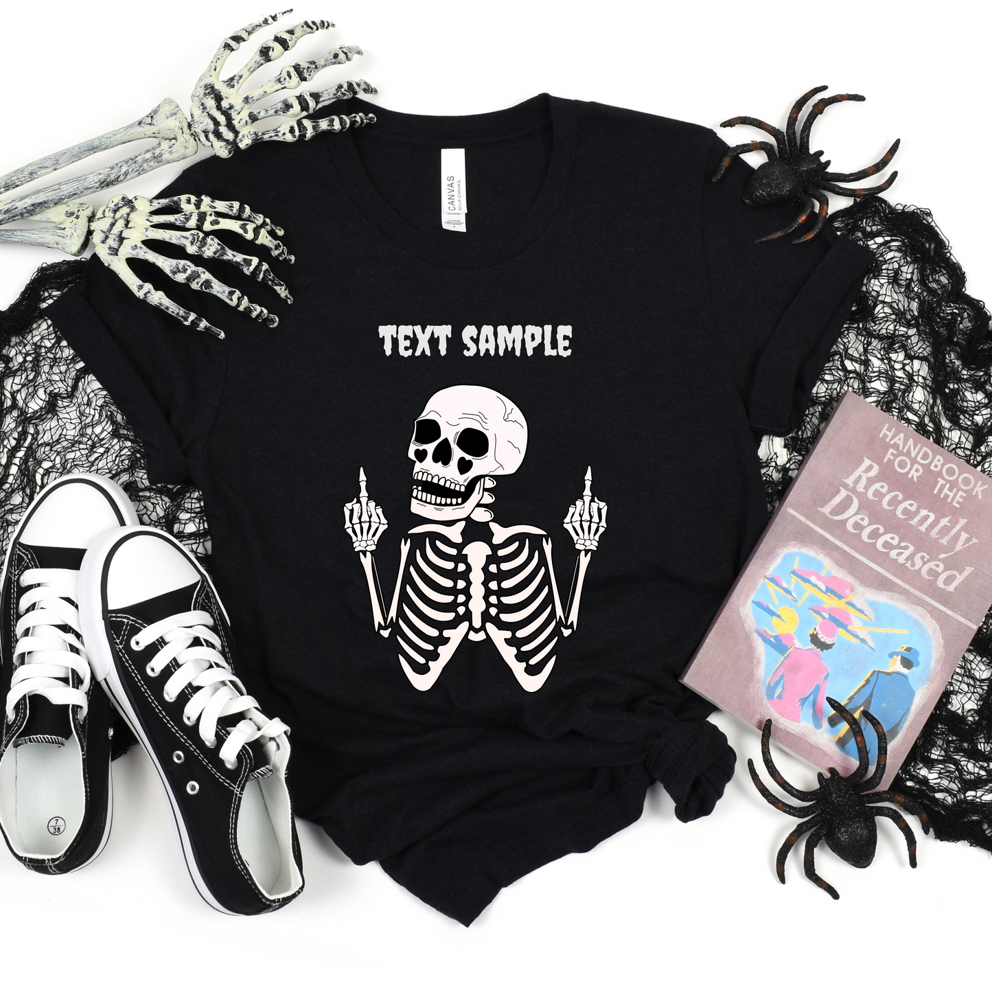 Skeleton Hands Middle finger Shirt, Gothic Skull Tee