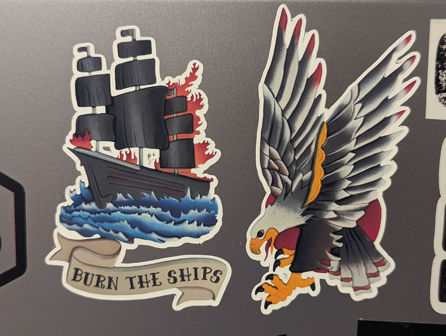 Burn the Ships & Eagle Flash Tattoo Wood art stickers - free shipping included