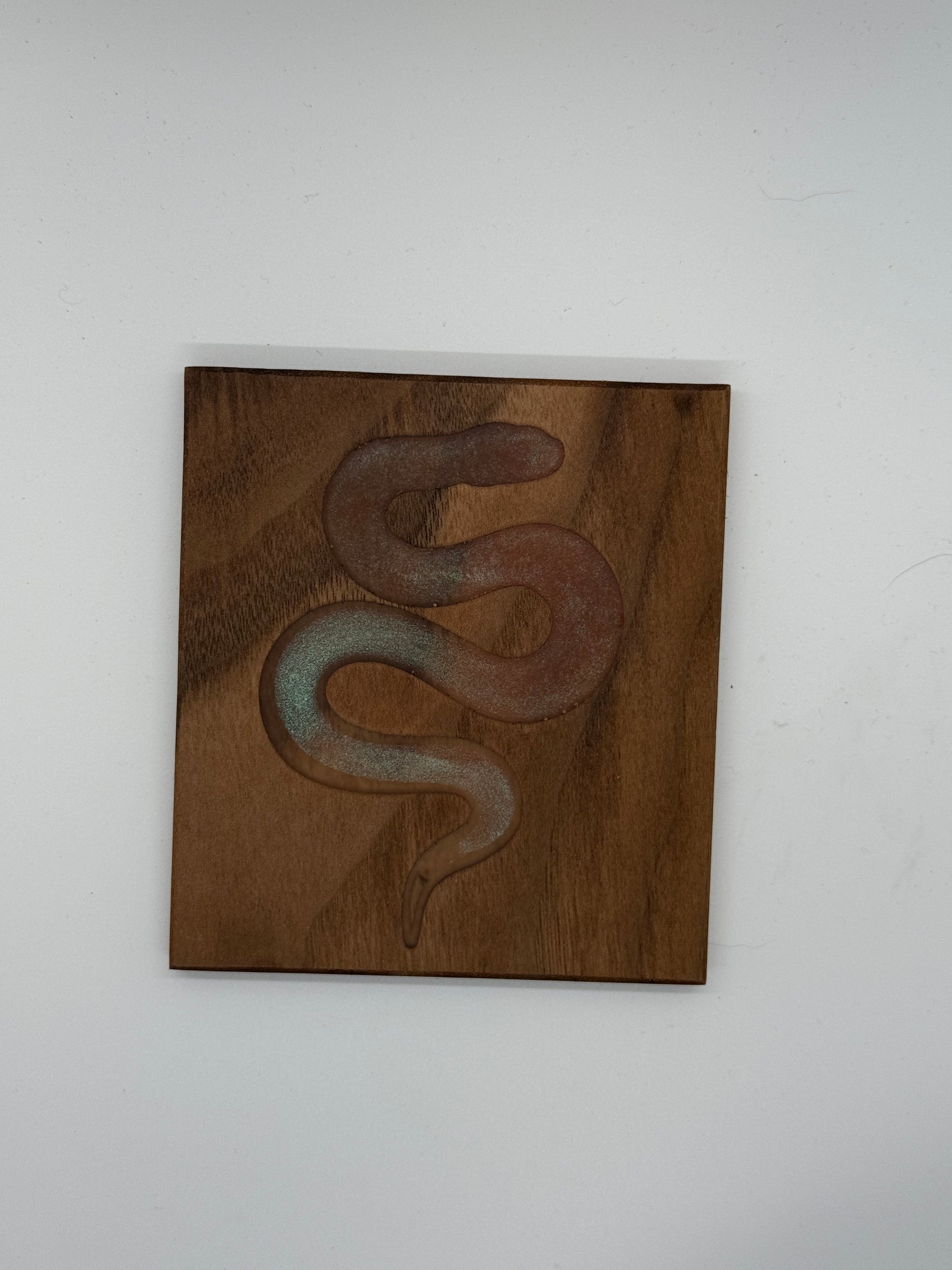 Snake Epoxy Resin Walnut Coaster