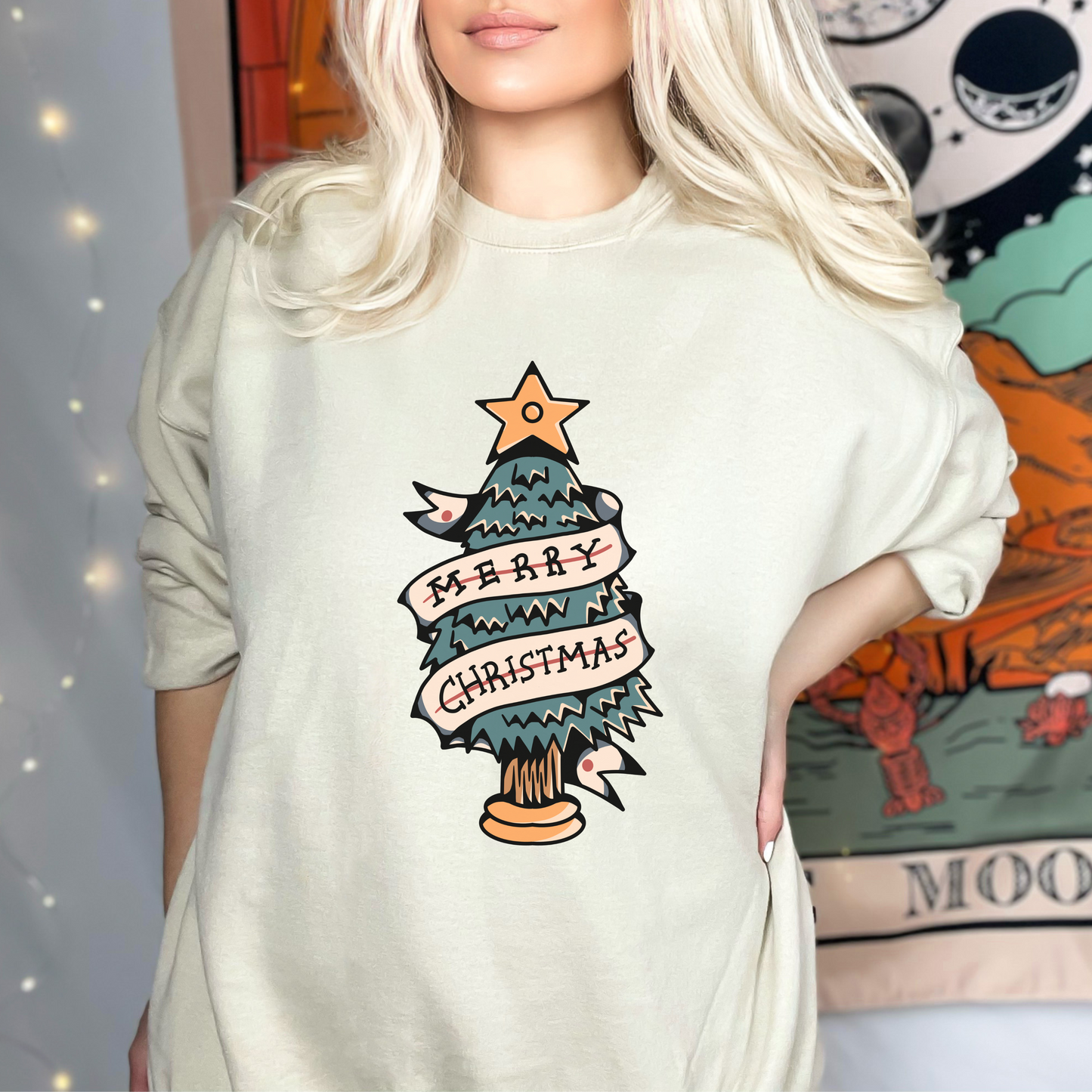 Flash Tattoo Merry Christmas Unisex Crewneck Sweater