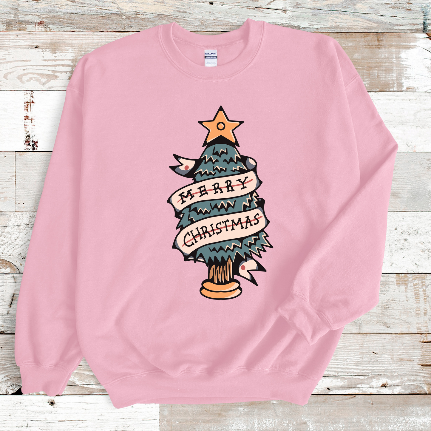 Flash Tattoo Merry Christmas Unisex Crewneck Sweater