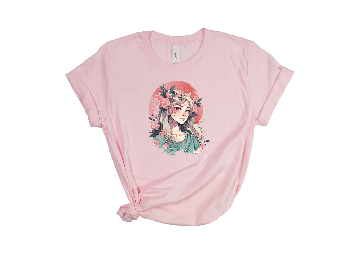 Anime Girl Cherry Blossom Shirt, Cute Flower Shirt, Anime Girl Shirt, Anime Lover Gift, Kawaii Anime Tee, Anime Character Inspired Clothing