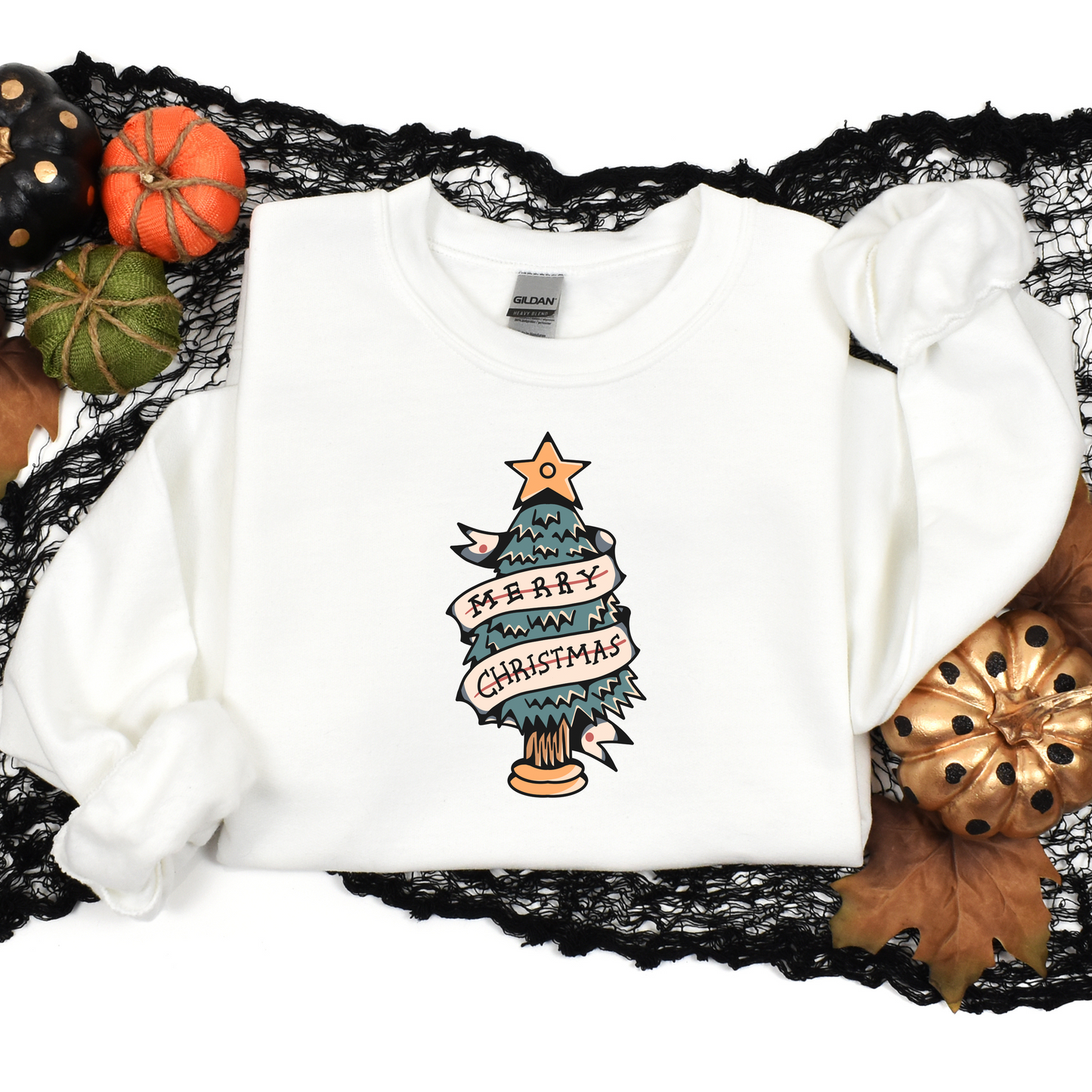 Flash Tattoo Merry Christmas Unisex Crewneck Sweater