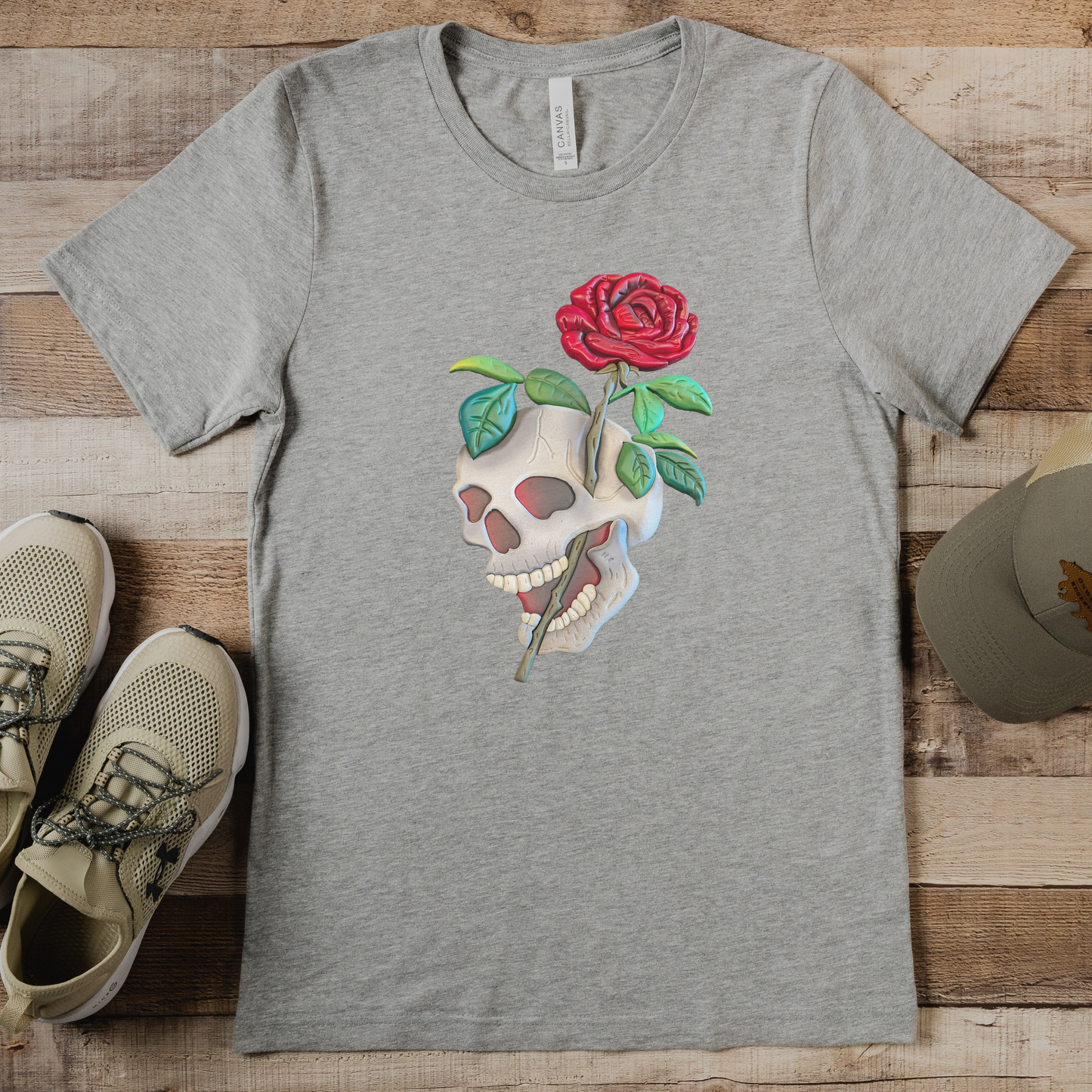 Floral Skull KCB Exclusive Handmade Wood Art Print Apparel