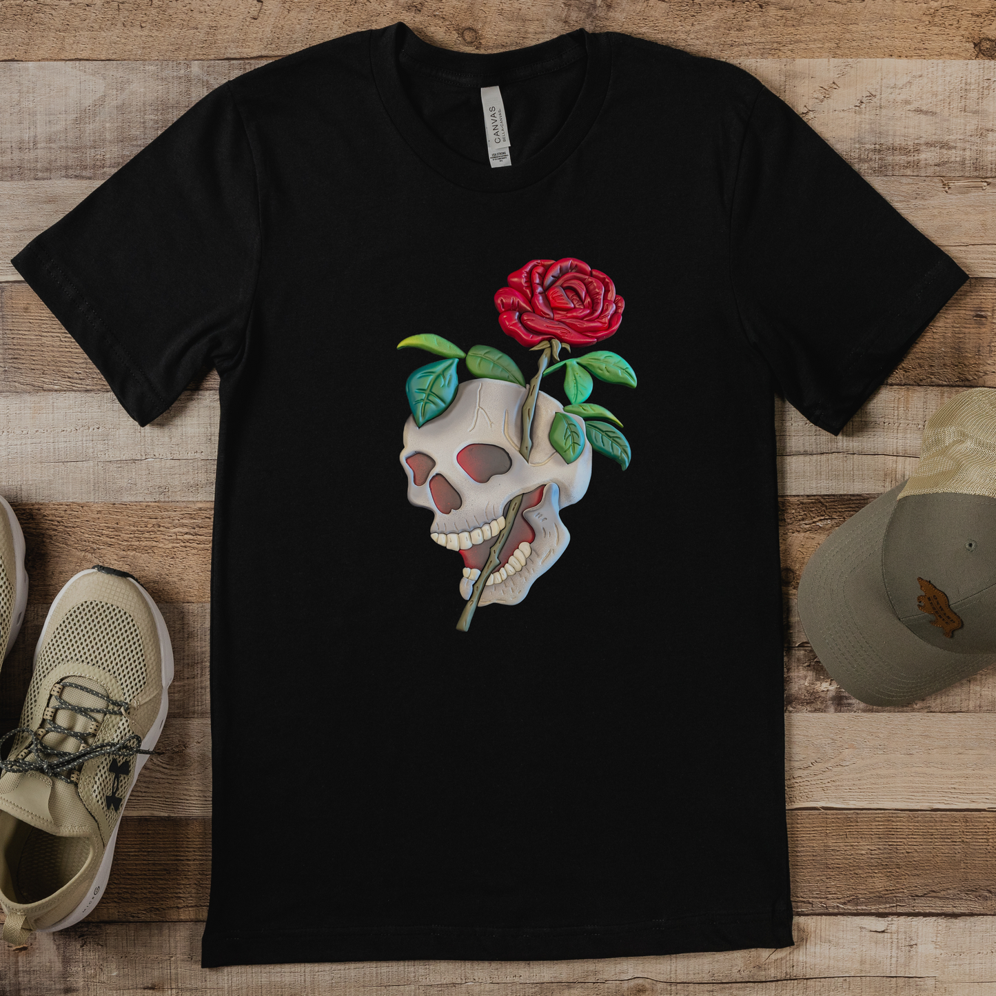 Floral Skull KCB Exclusive Handmade Wood Art Print Apparel