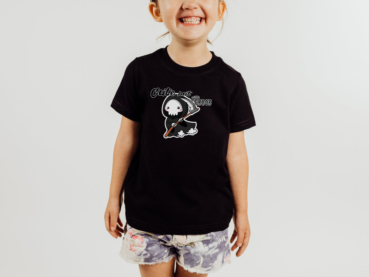 Grim Reaper Toddler Shirt, Funny Toddler Shirt, Halloween Kids Shirt, Goth Toddler Tee, Baby Shower Gift, Funny Kids Shirt, Cute But Terror