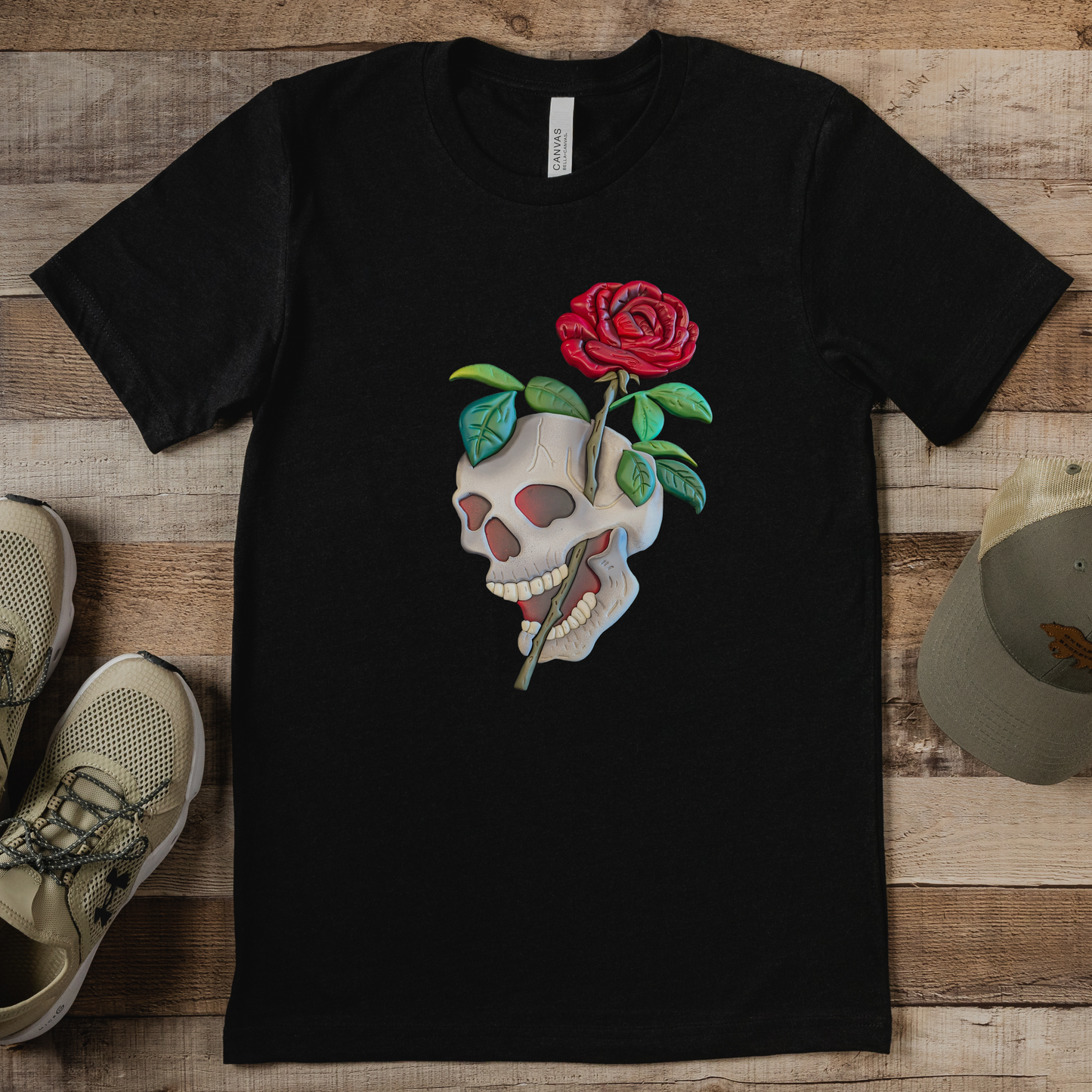 Floral Skull KCB Exclusive Handmade Wood Art Print Apparel